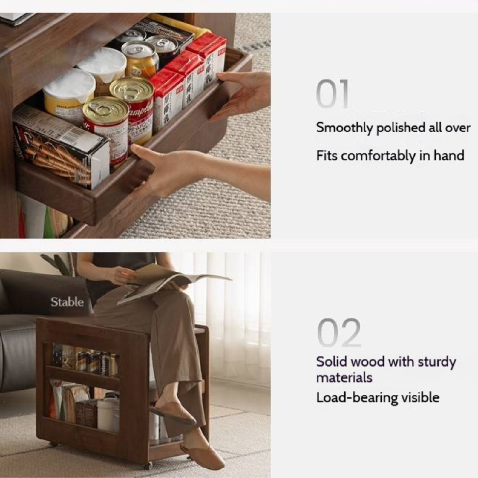 Black Walnut, Oak Solid Wood Luxury Corner Side Table