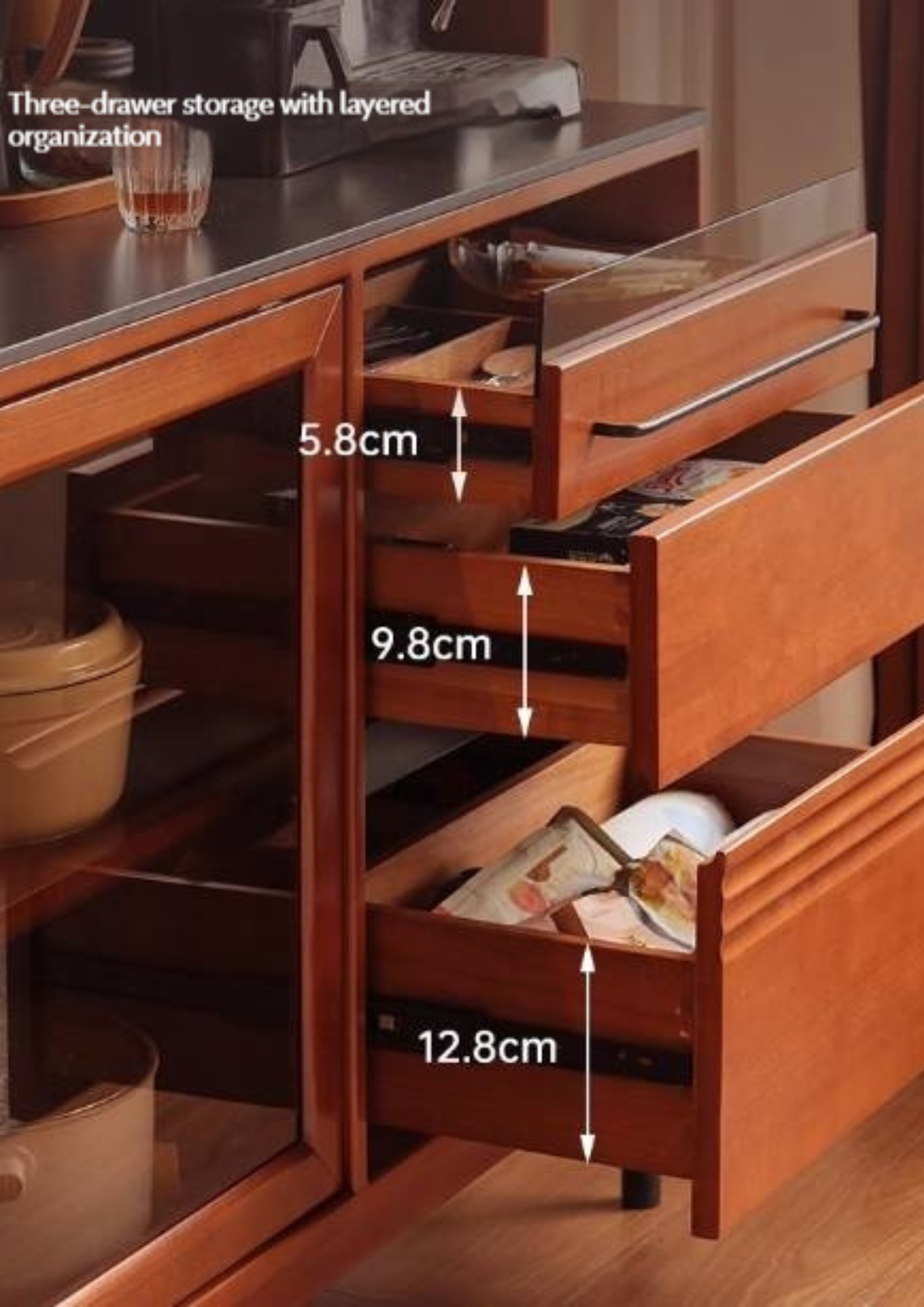 Poplar Solid Wood Antique Style Dining Cabinet