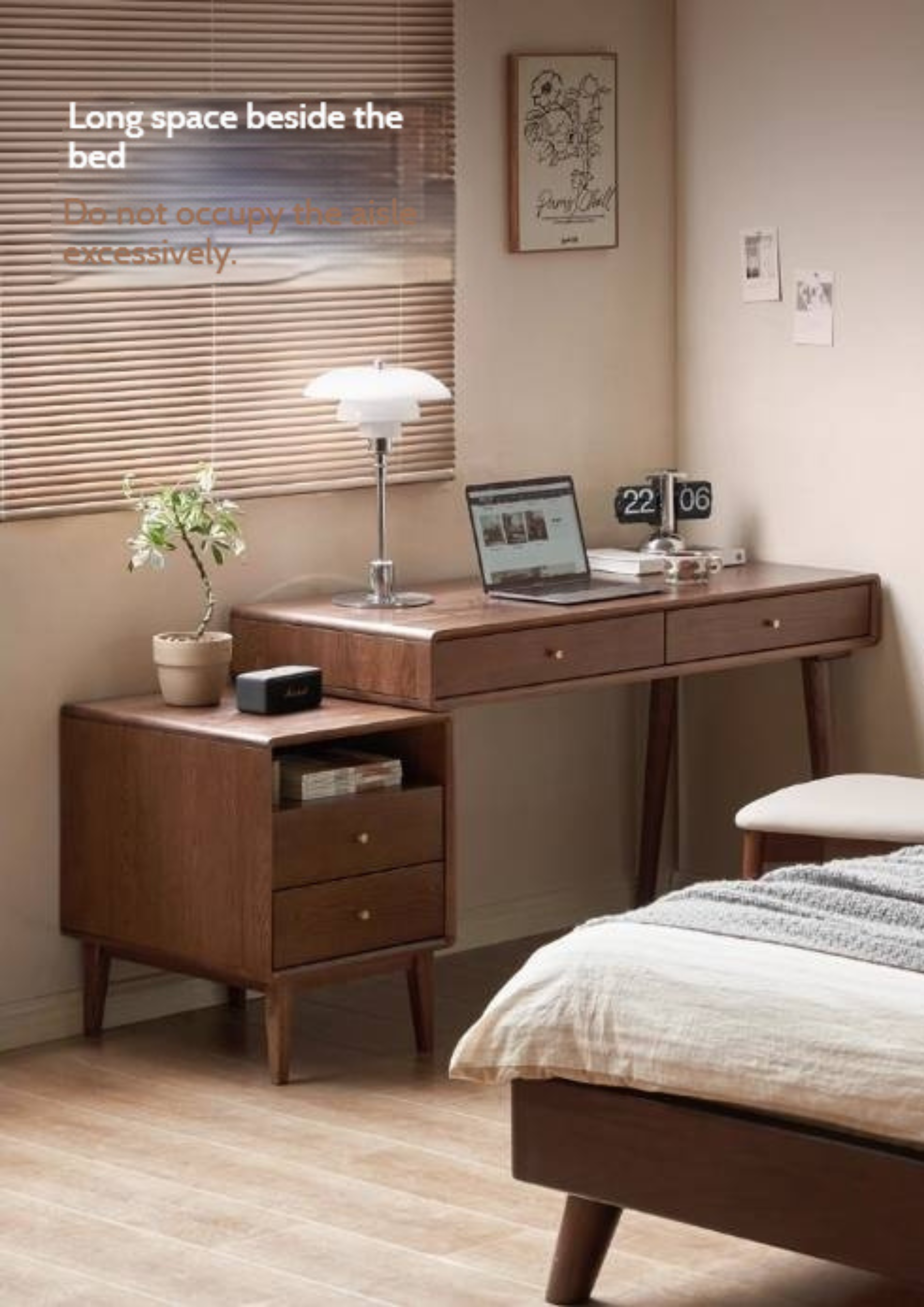 Oak Solid Wood Extendable Computer Desk