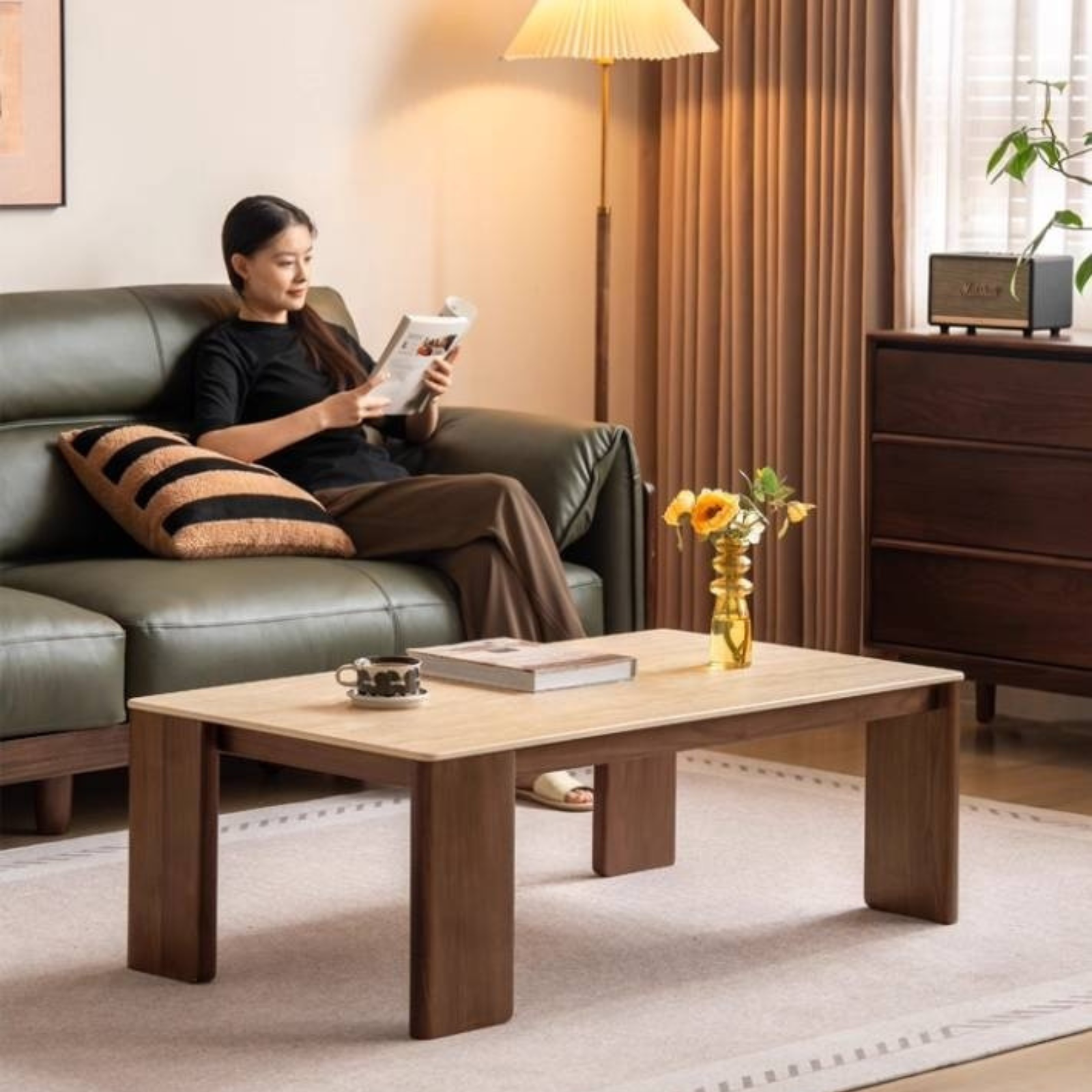 Black Walnut Solid Wood Rectangular Coffee Table