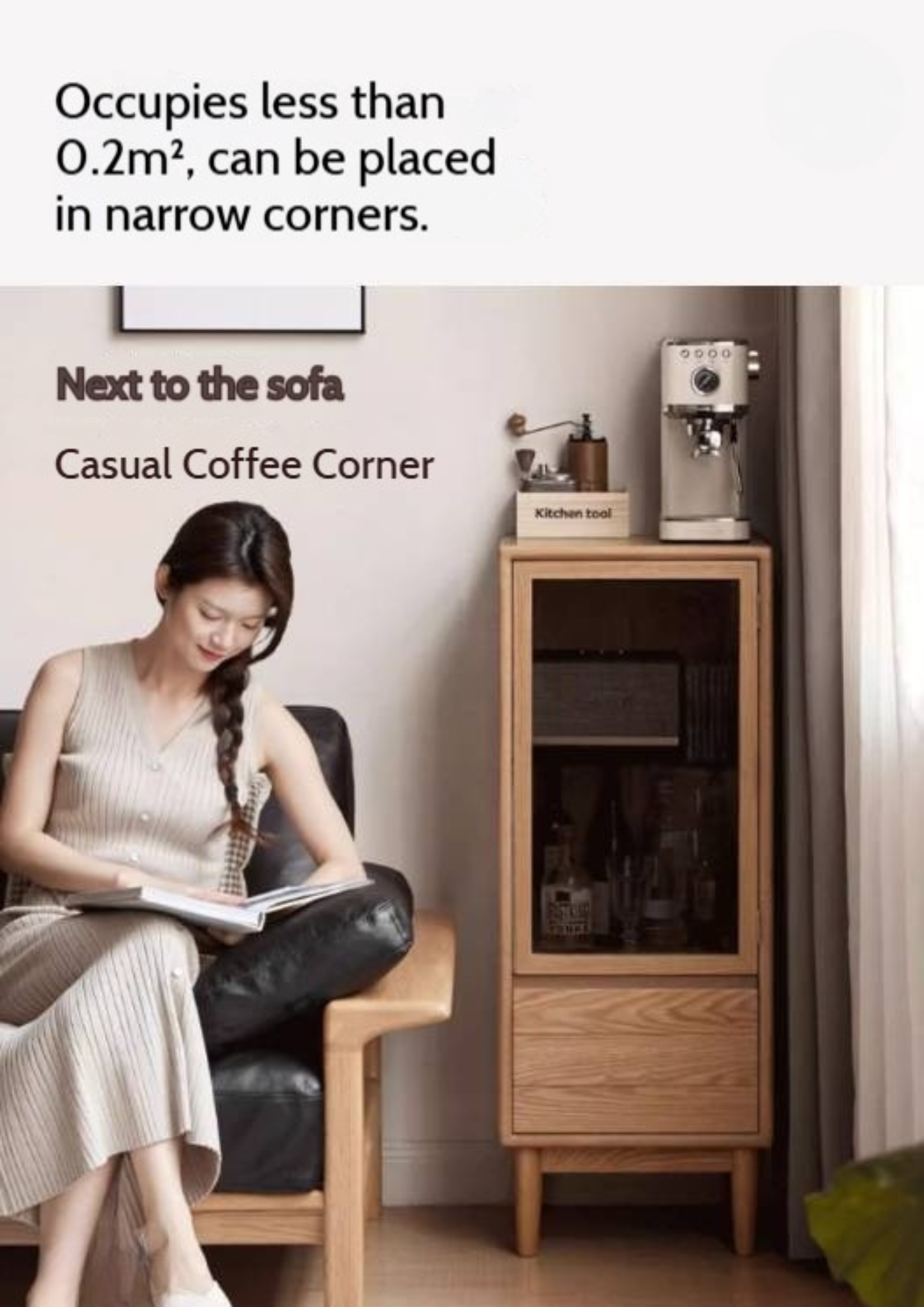 Oak Solid Wood Modern Simple Storage Side Cabinet.