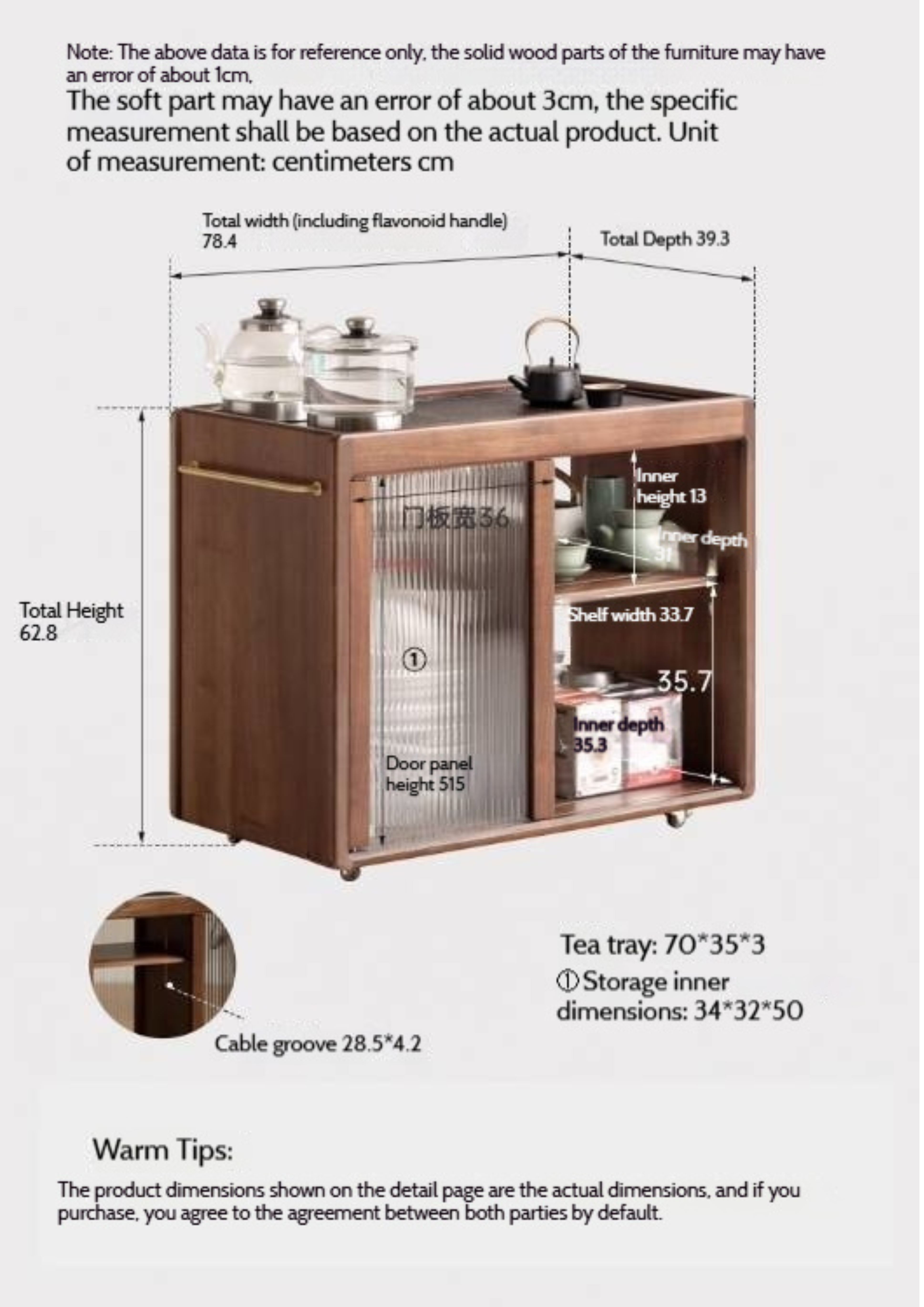 Black Walnut Solid Wood Tea Bar Integrated Side Cabinet
