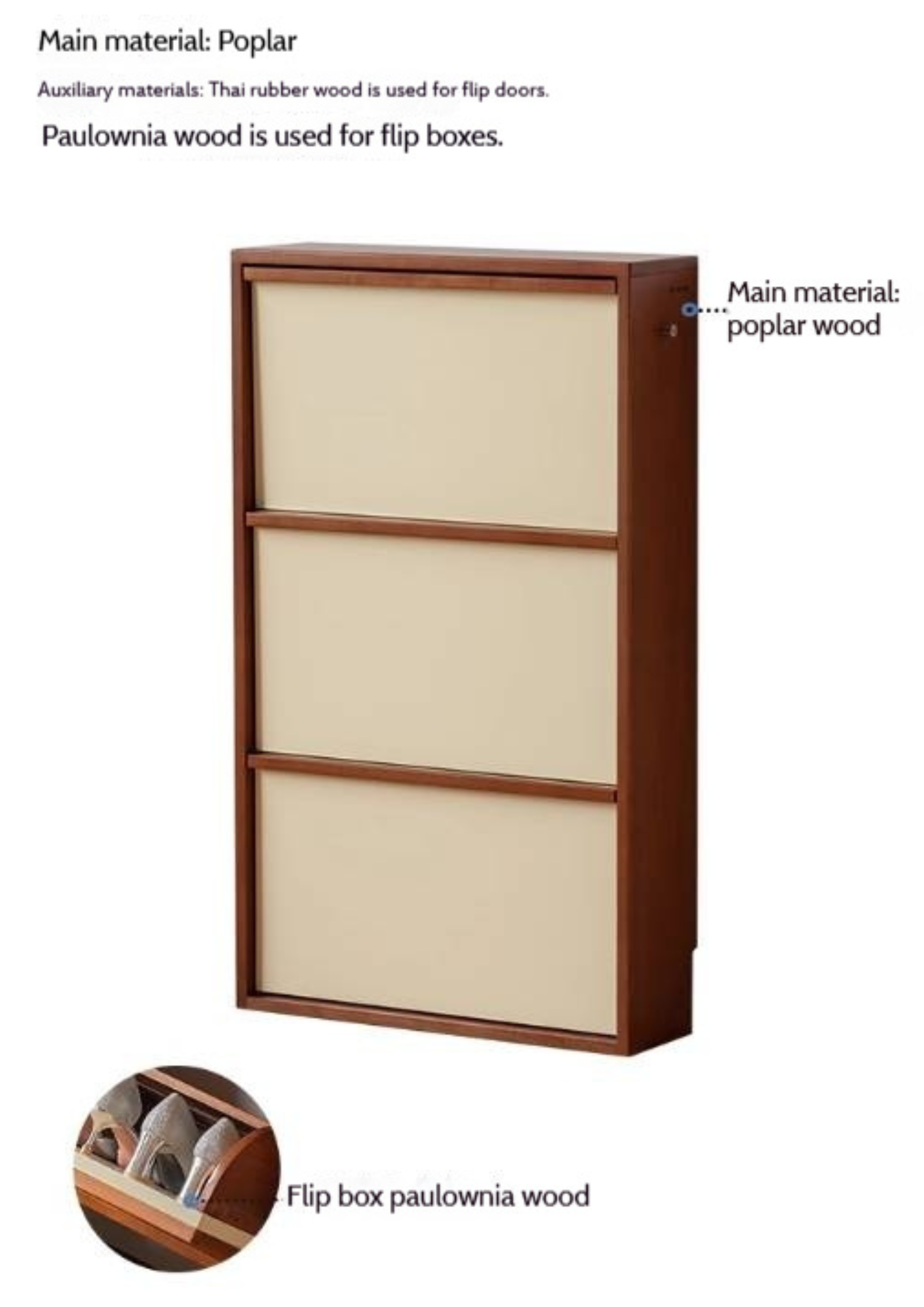 Poplar Solid Wood Middle Ages Style Shoe Cabinet