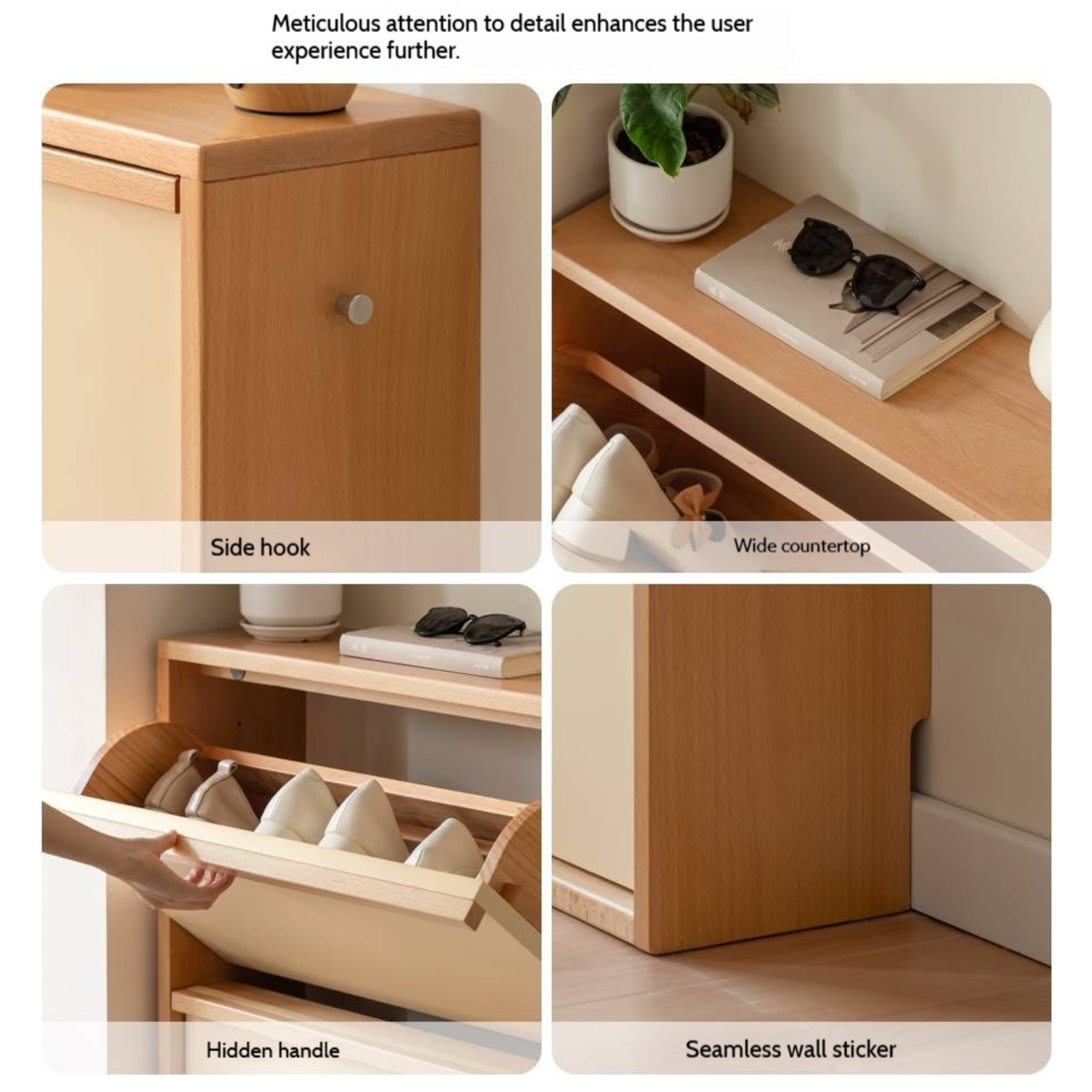 Beech Solid Wood Shoe Cabinet Hallway Cabinet