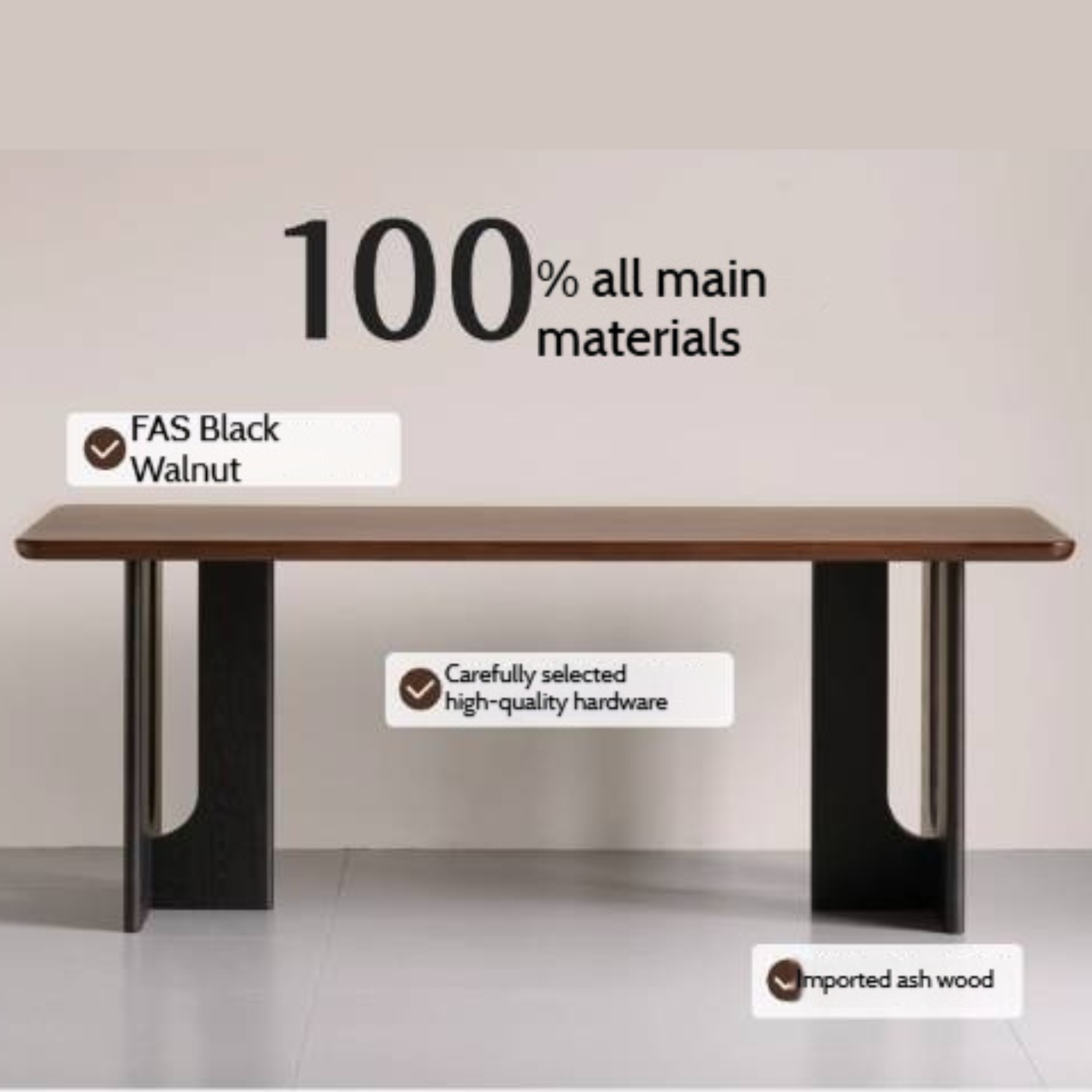 Black Walnut Solid Wood Light Luxury Dining Table