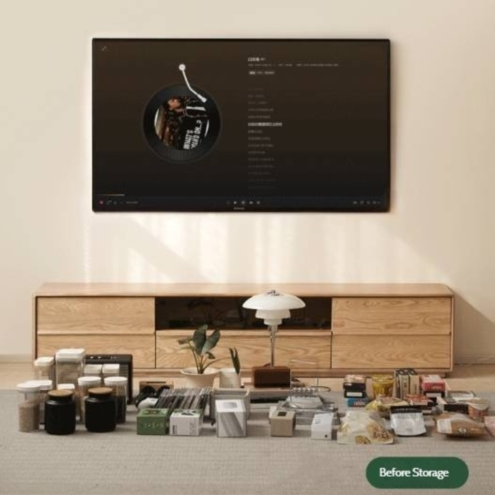 Ash Solid Wood Wabi-Sabi Style TV Cabinet