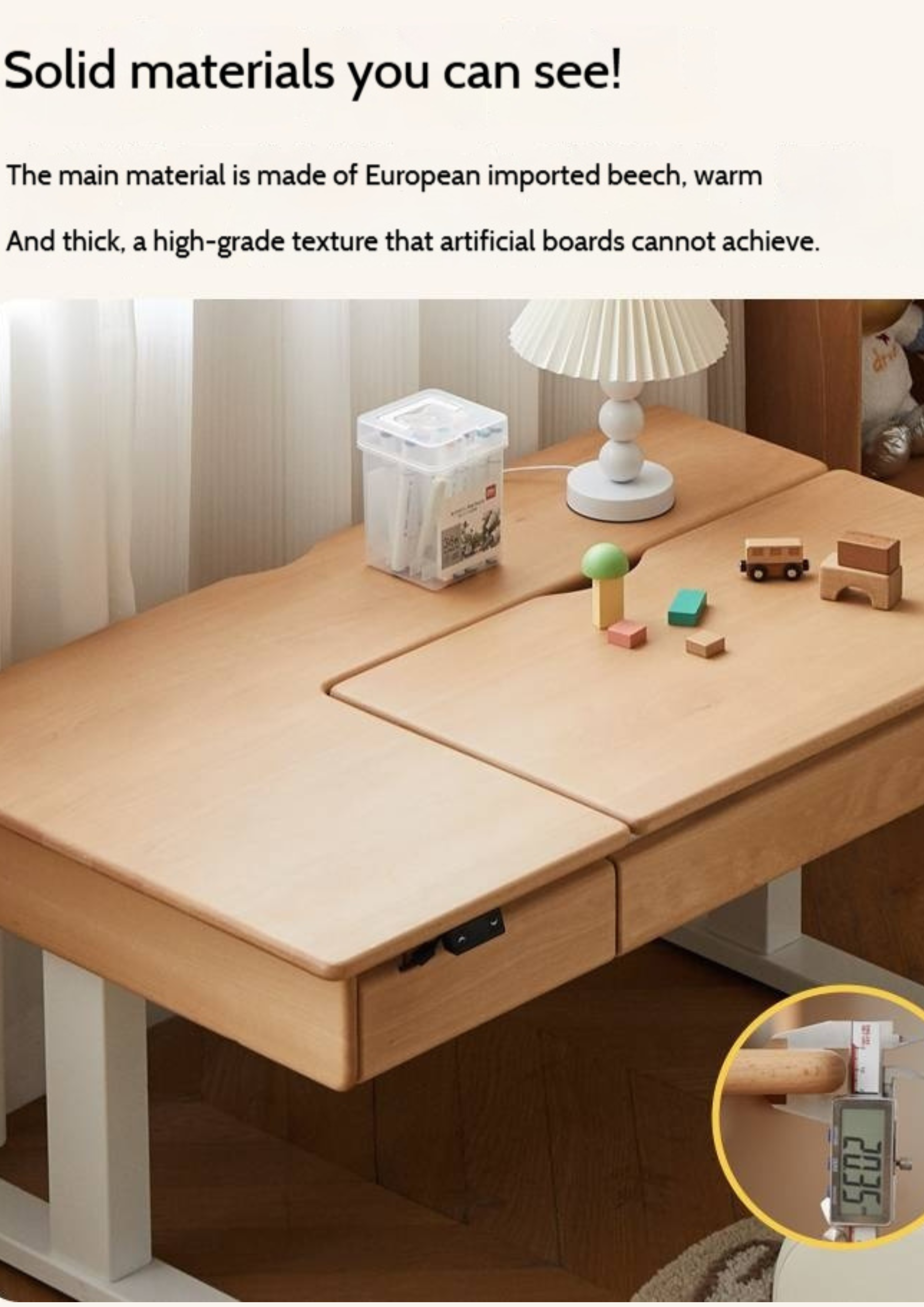 Beech Solid Wood Children's Electric Learning Desk