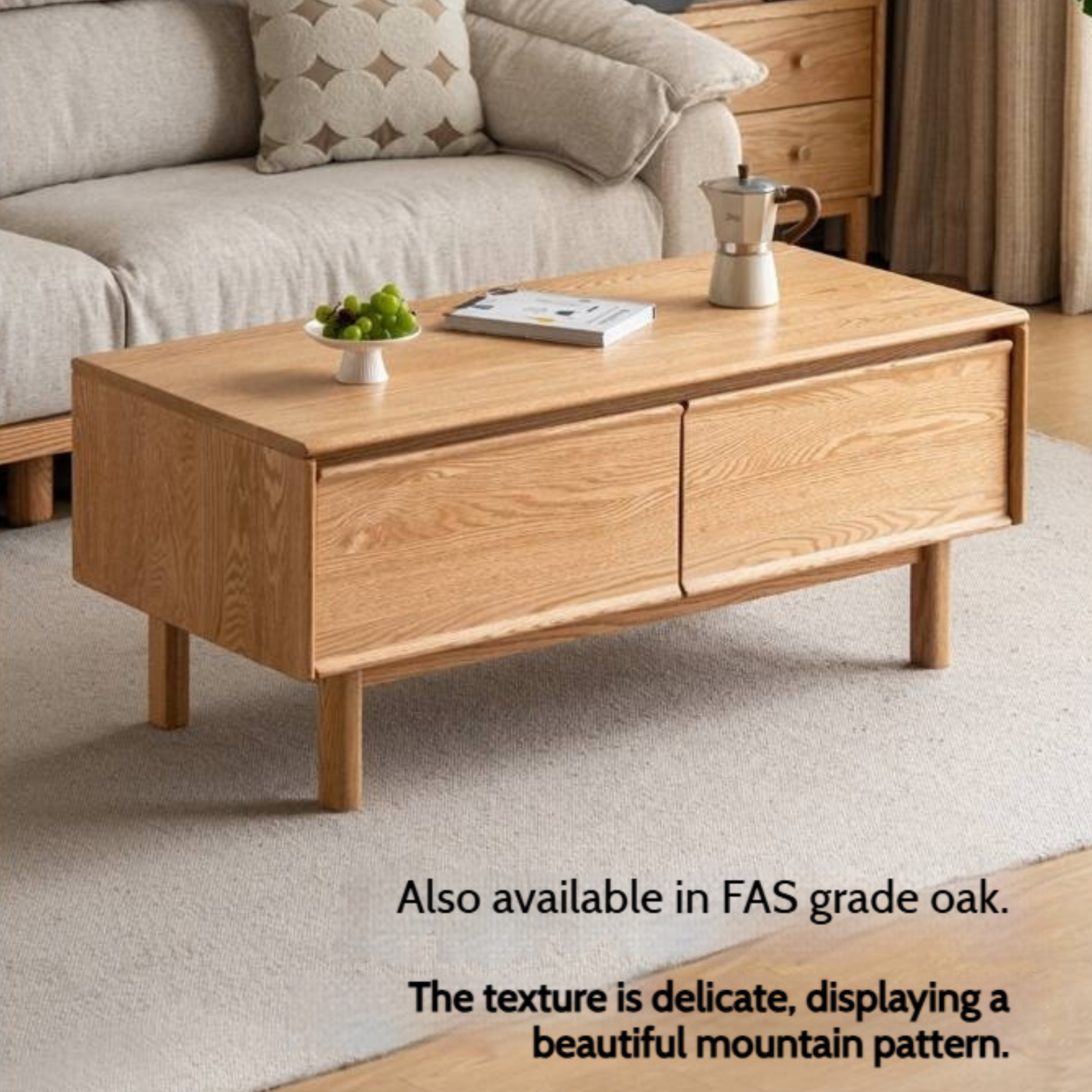 Oak, Ash Solid Wood Dual-Purpose Modern Tea Table