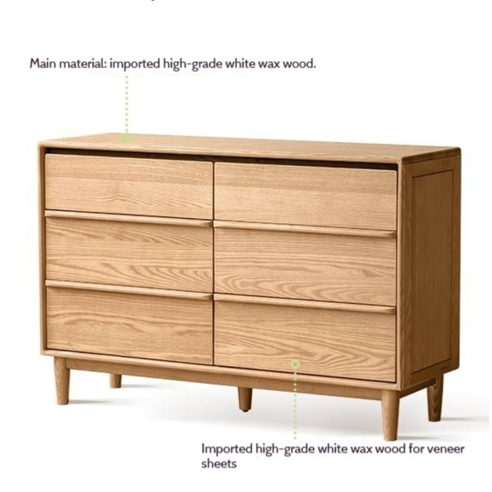 Ash Solid Wood Storage Drawer Cabinet