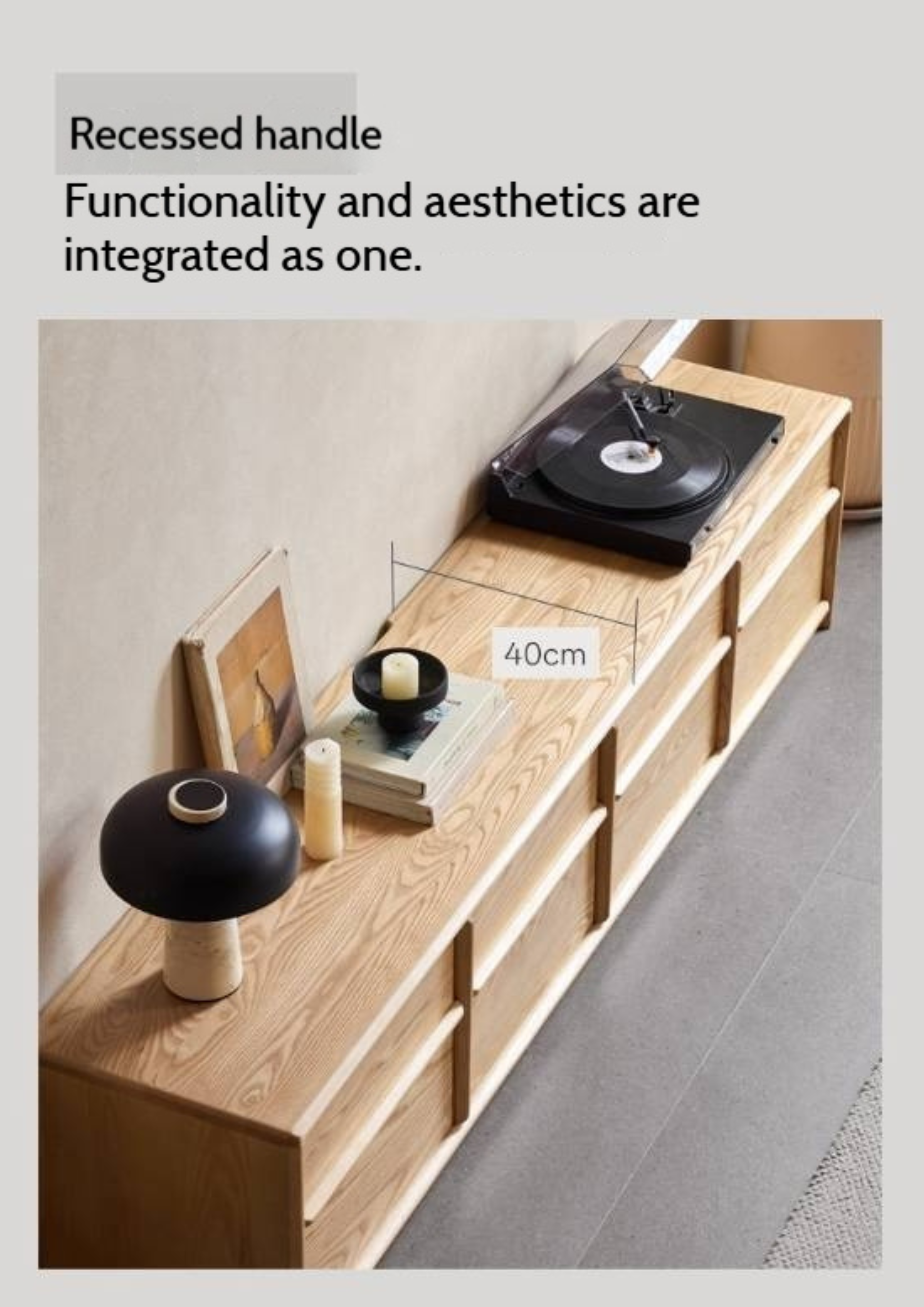 Ash Solid Wood Wabi-Sabi Style TV Cabinet