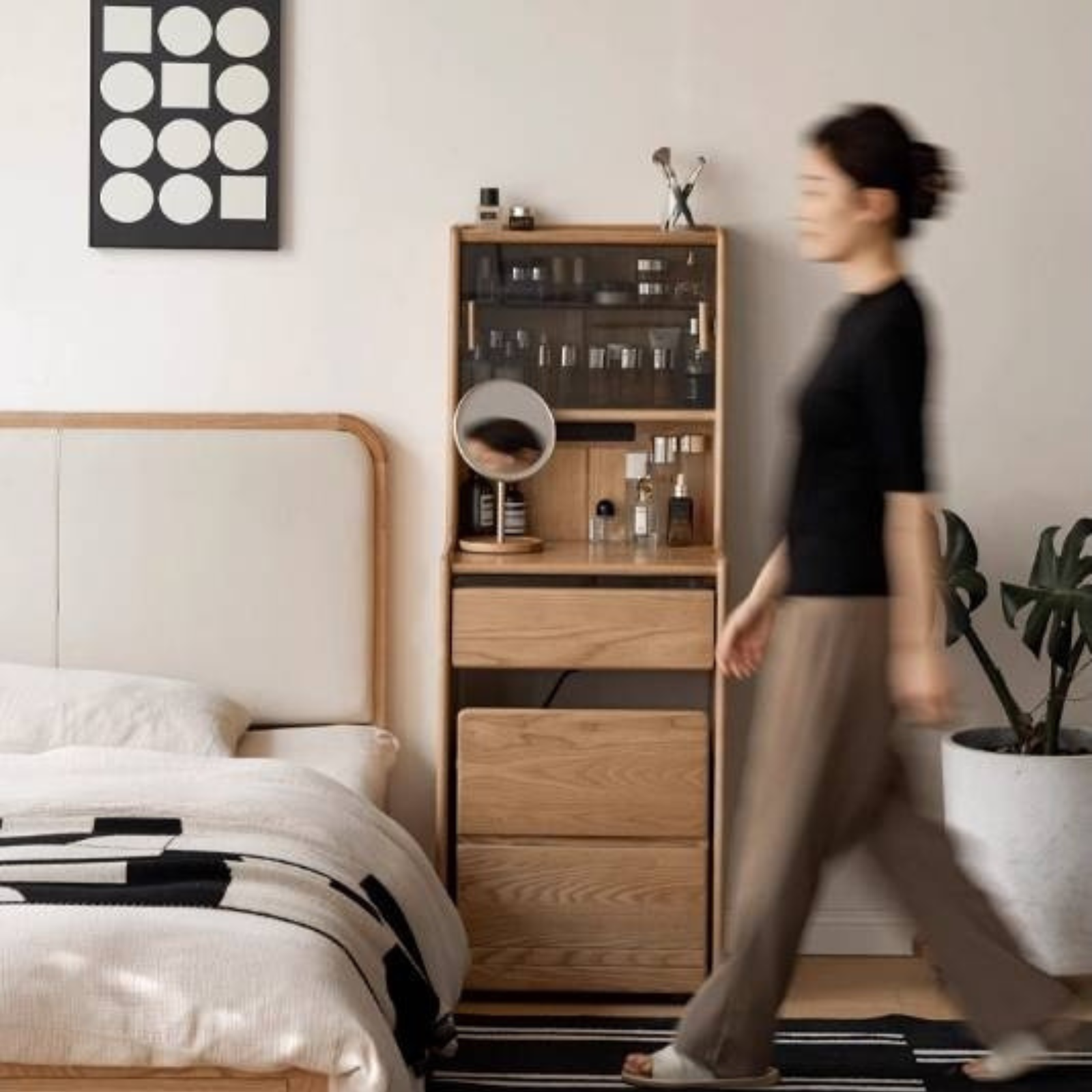 Ash Solid Wood Original Wood Style Multifunctional Vanity Table