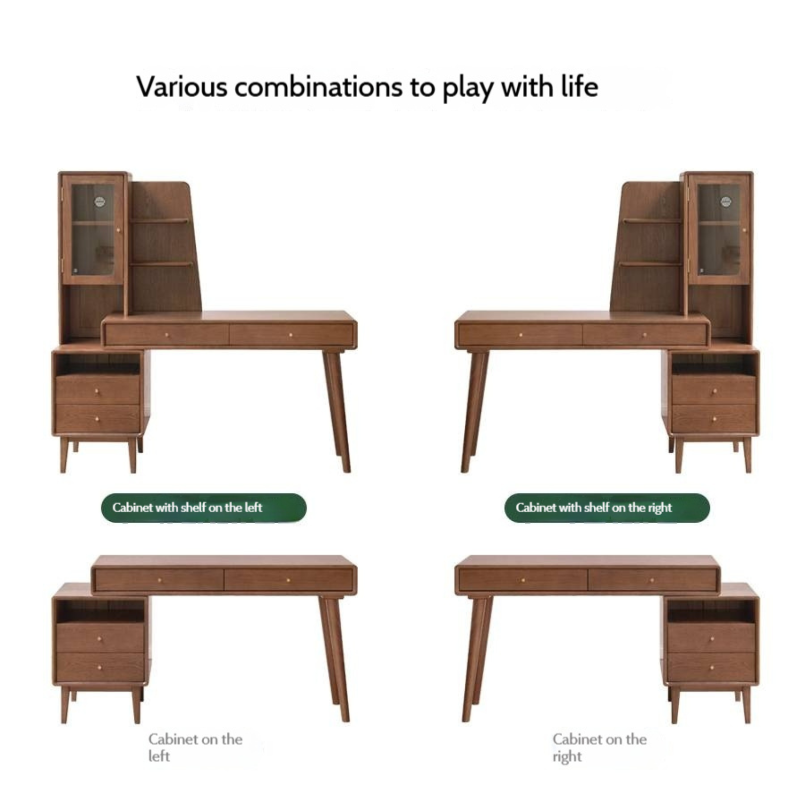 Oak Solid Wood Extendable Computer Desk