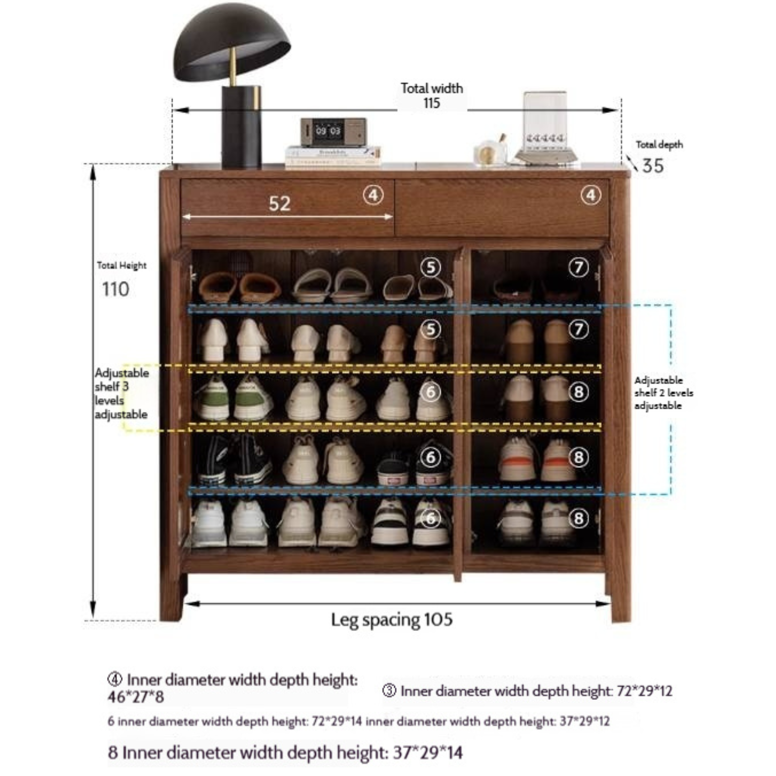 Ash Solid Wood Large Capacity Shoe Cabinet