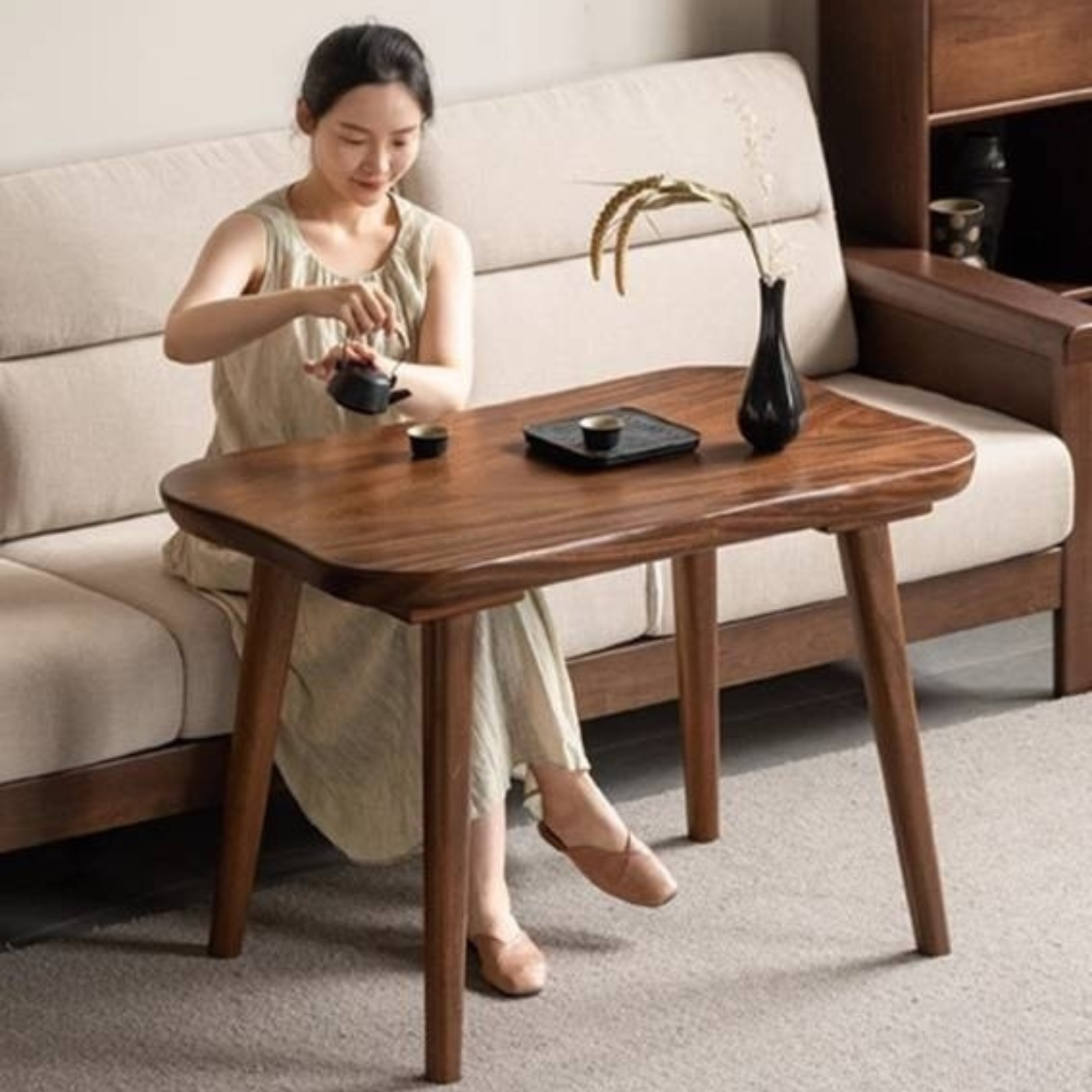 Black Walnut Solid Wood Natural Edge Tea Table