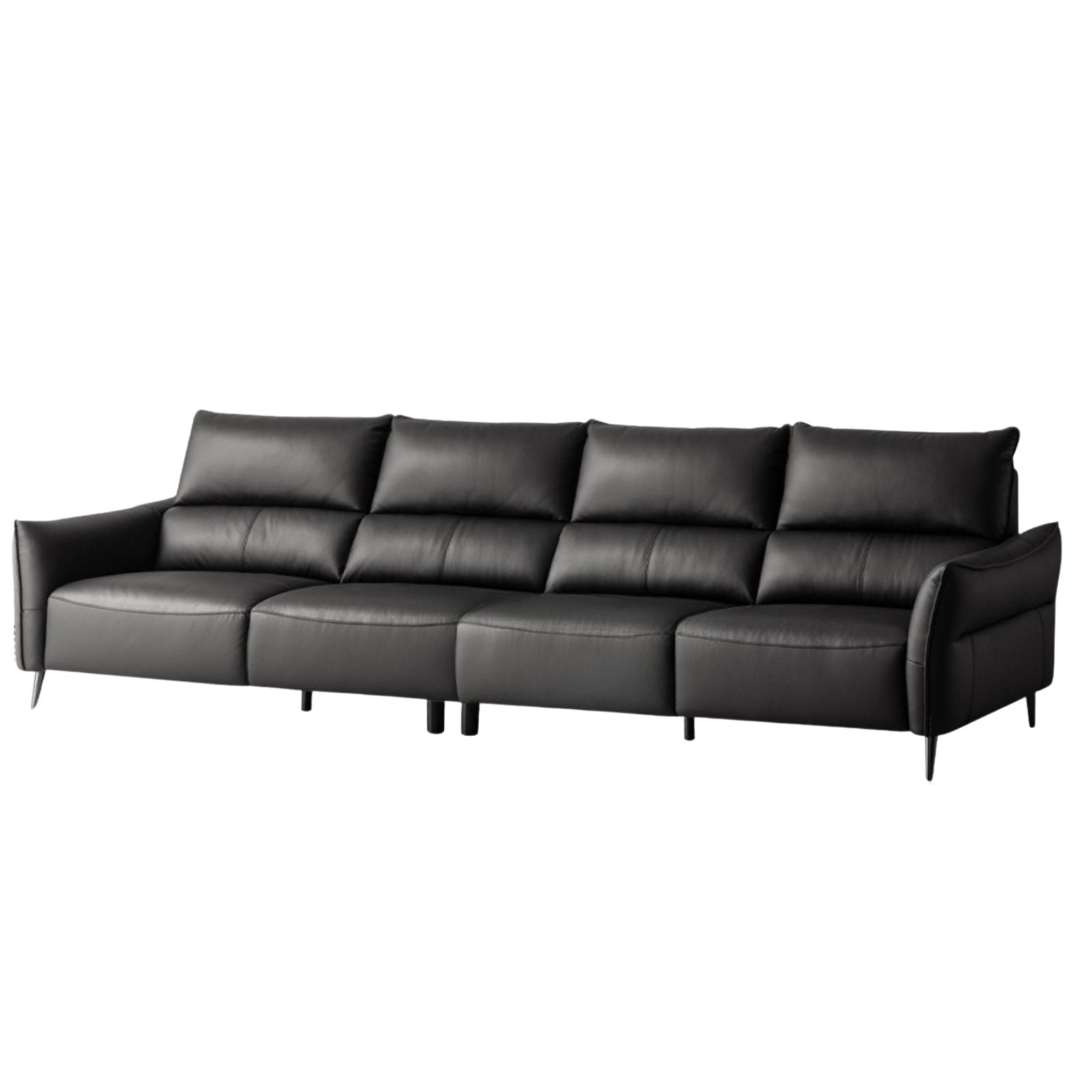 Genuine Top Grain Leather Modern Sofa, Clean Line Contemporary Design