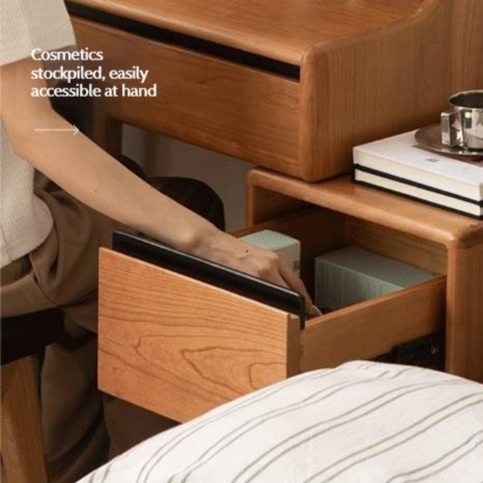 Cherry Solid Wood Multifunctional Vanity Table