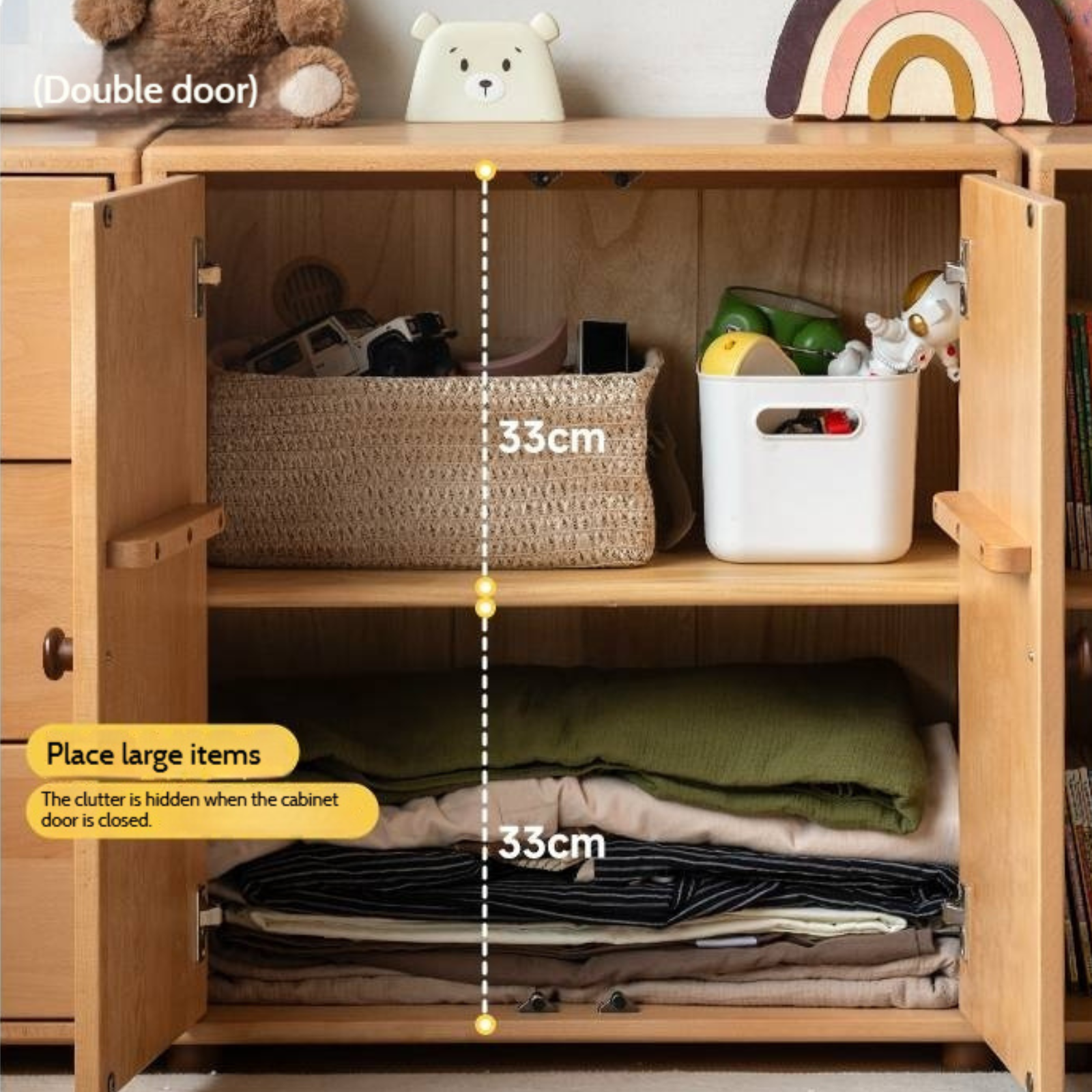 Solid Rubber Wood, Beech Solid Wood Nordic Style Children's Chest of Drawers