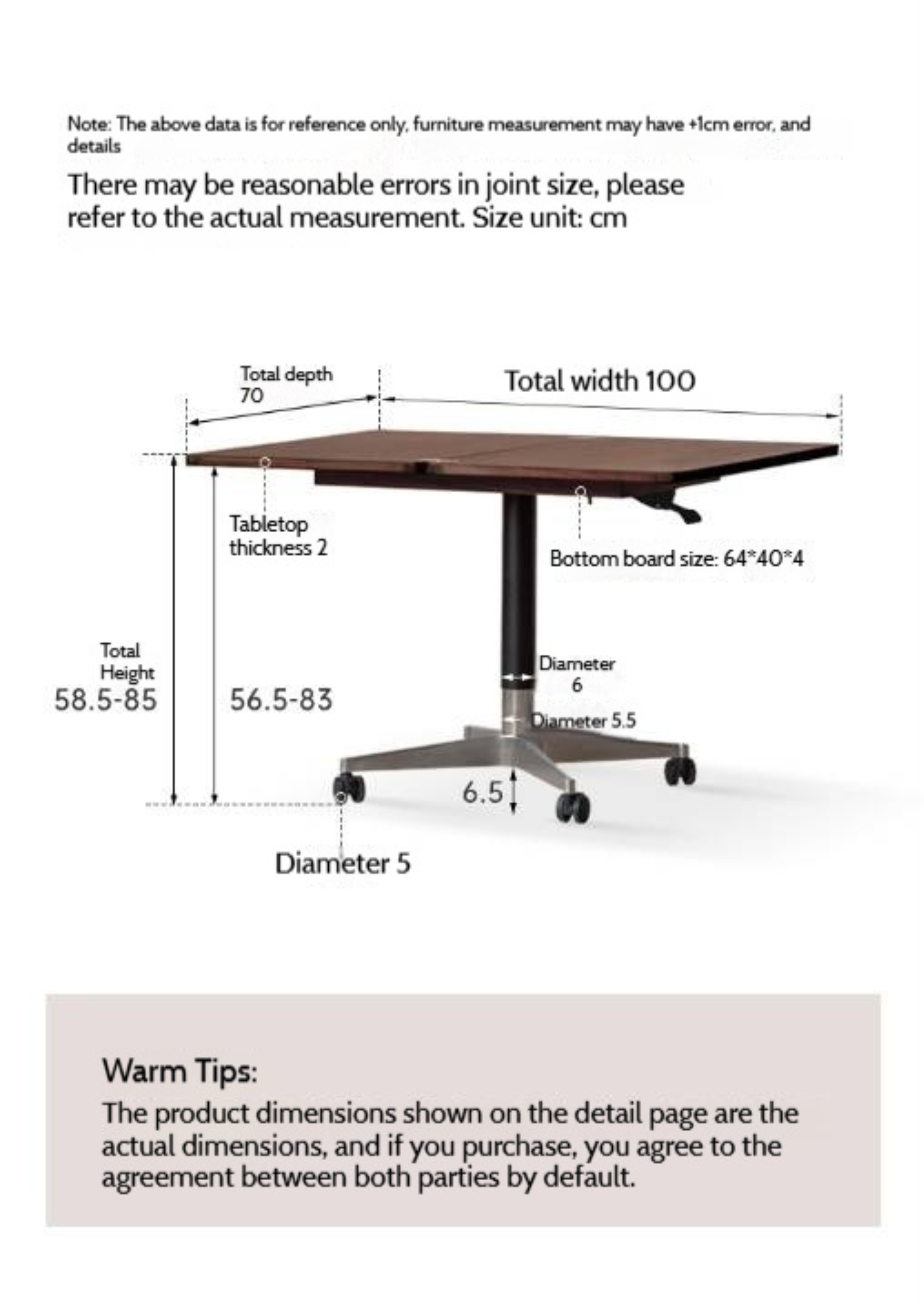 Black Walnut, Oak Solid Wood Folding Tea Table