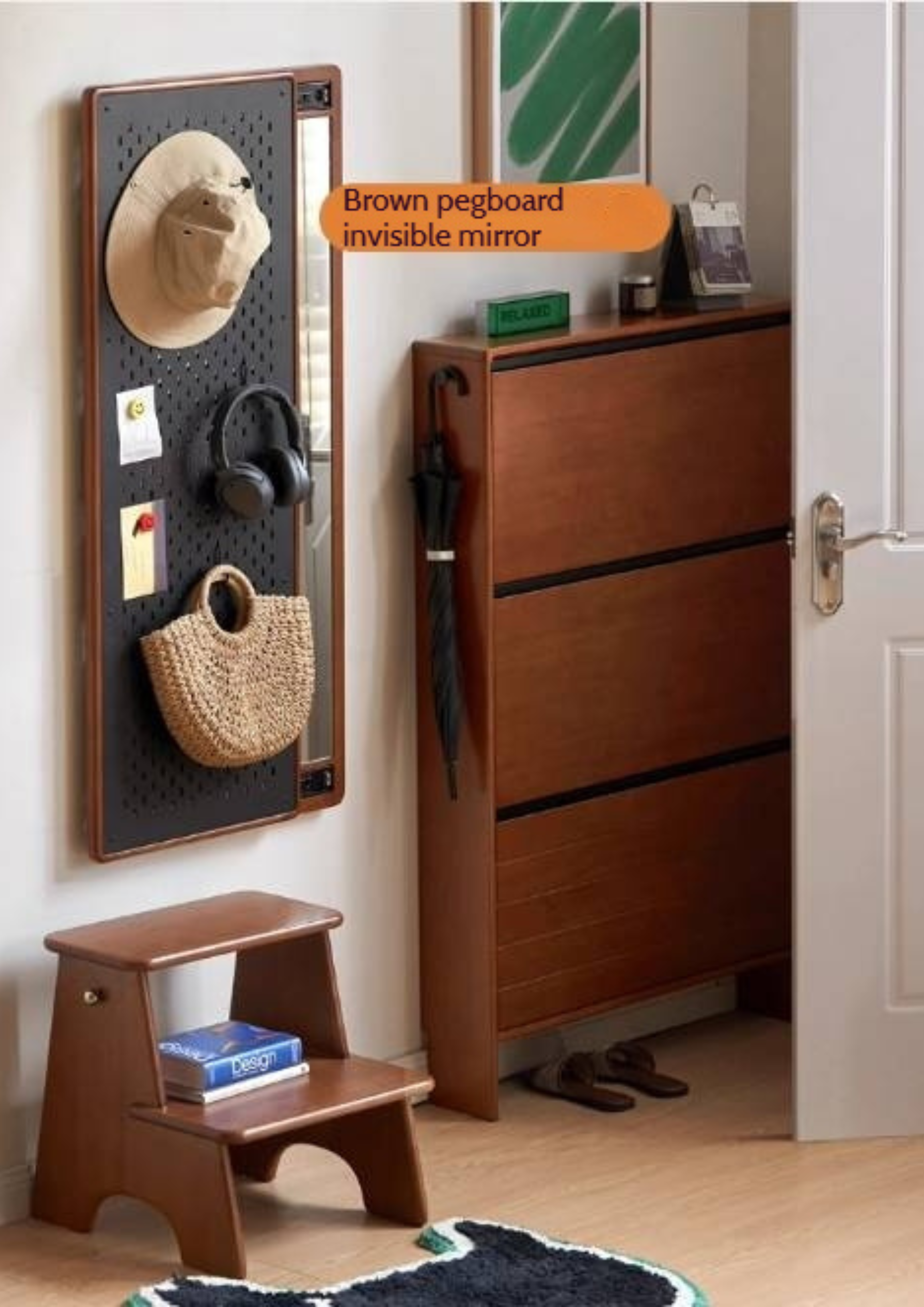 Poplar Solid Wood Middle-Age Ultra-Thin Shoe Cabinet