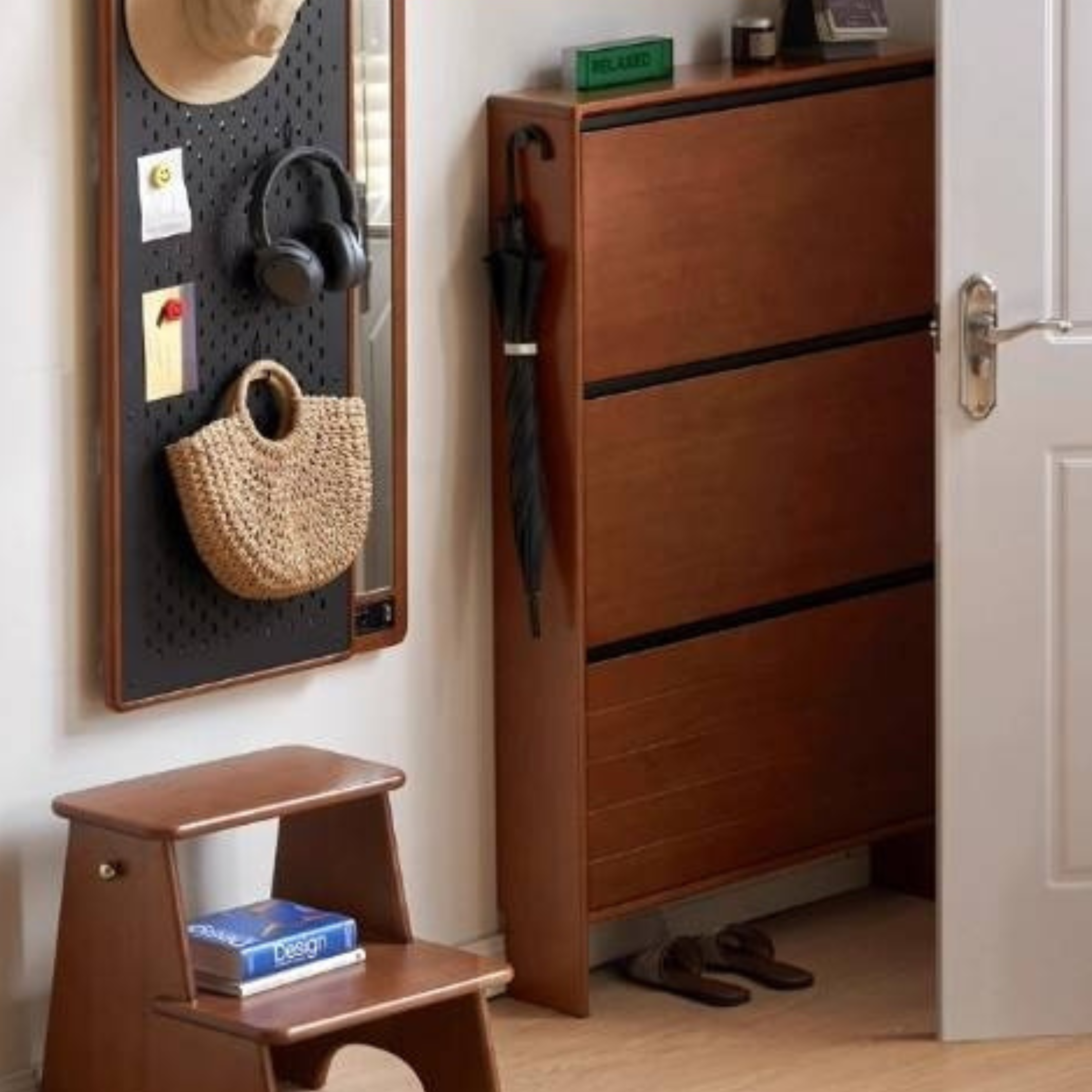 Poplar Solid Wood Ultra-Thin Shoe Cabinet