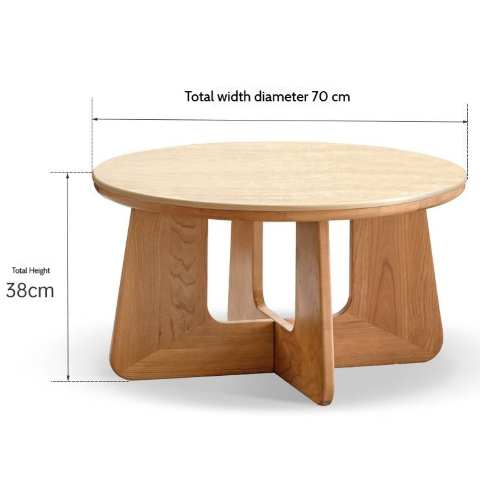 Cherry Solid Wood Rock Plate Round Coffee Table