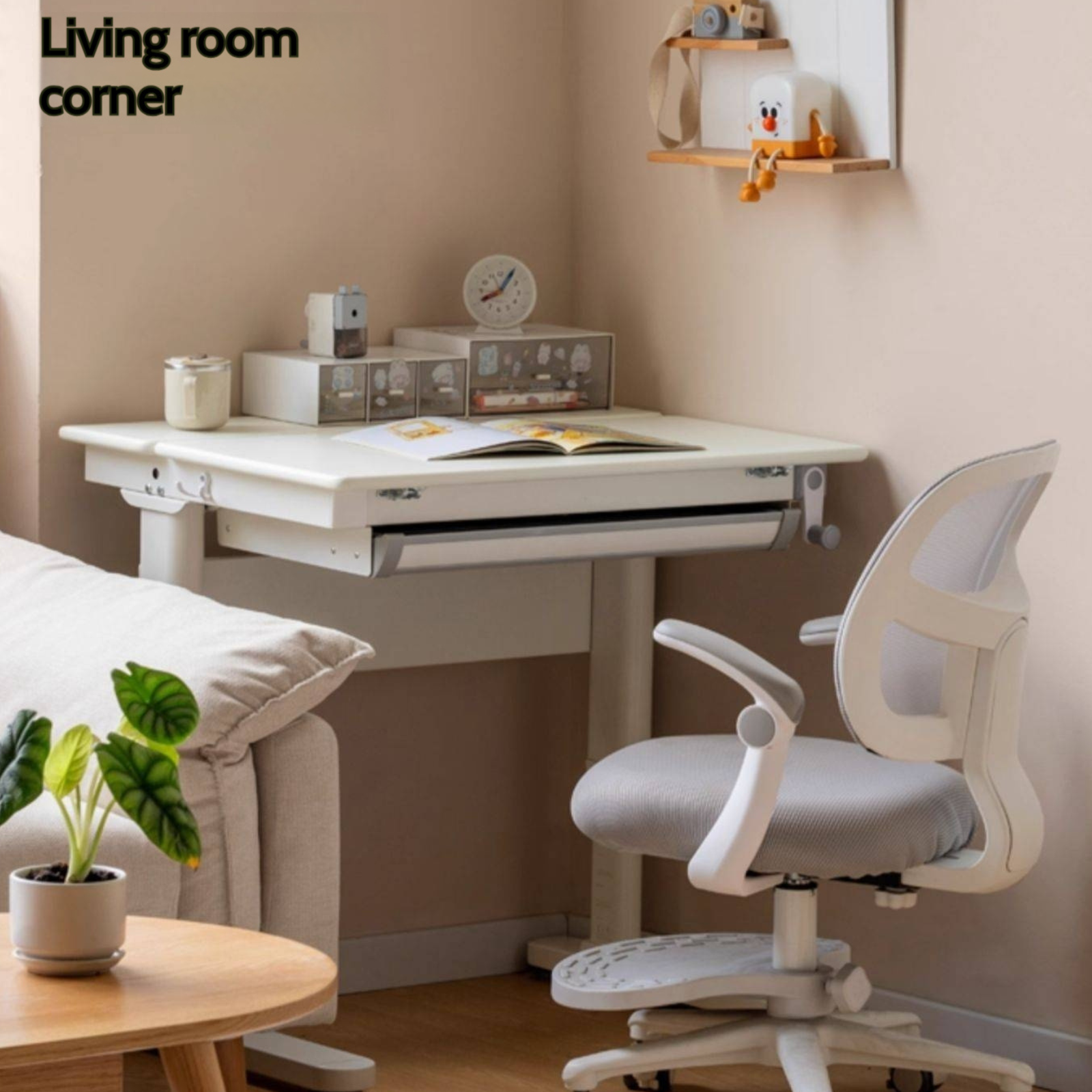 Solid Rubberwood Cream Style Children's Learning Desk