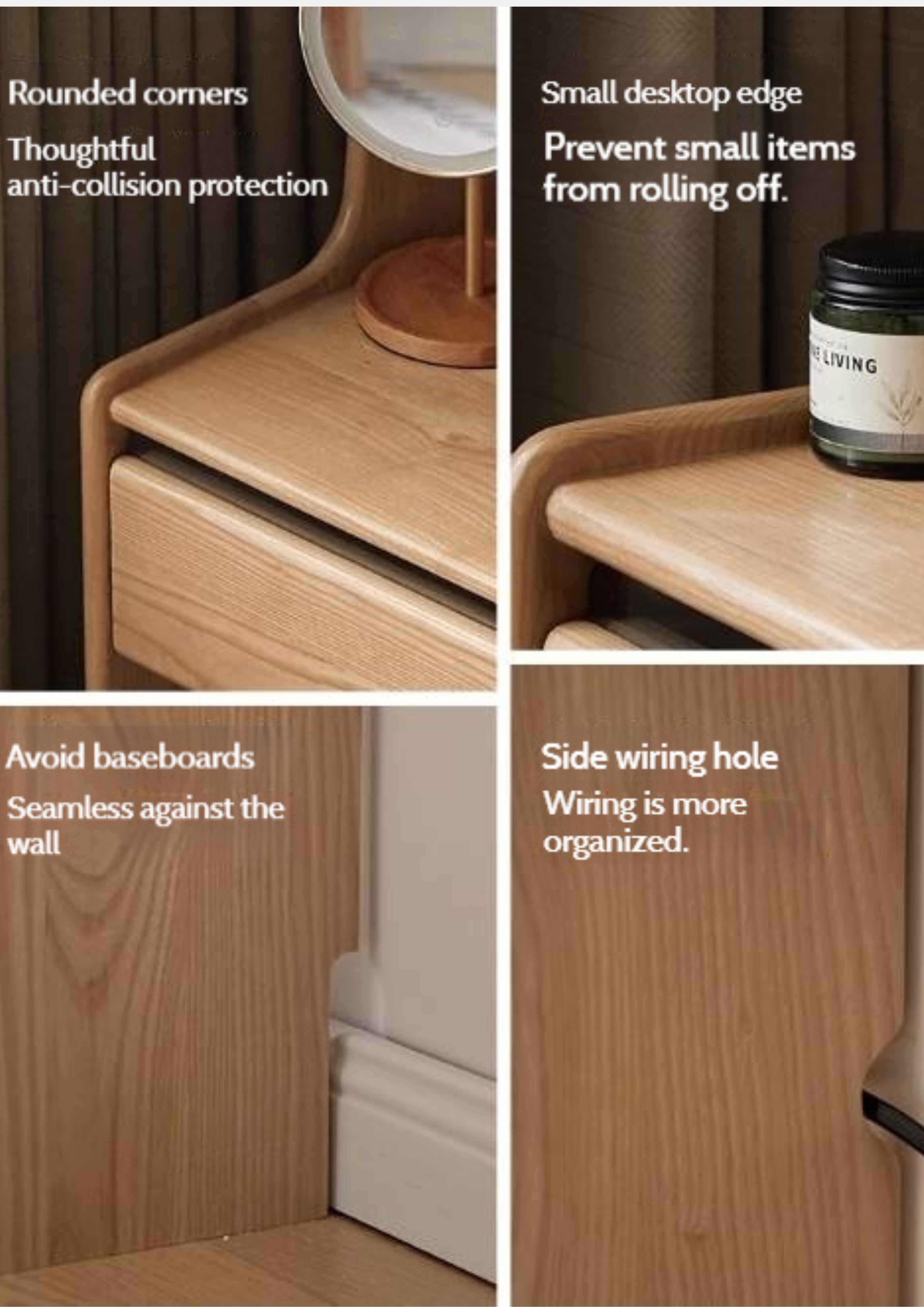 Ash Solid Wood Original Wood Style Multifunctional Dressing Table