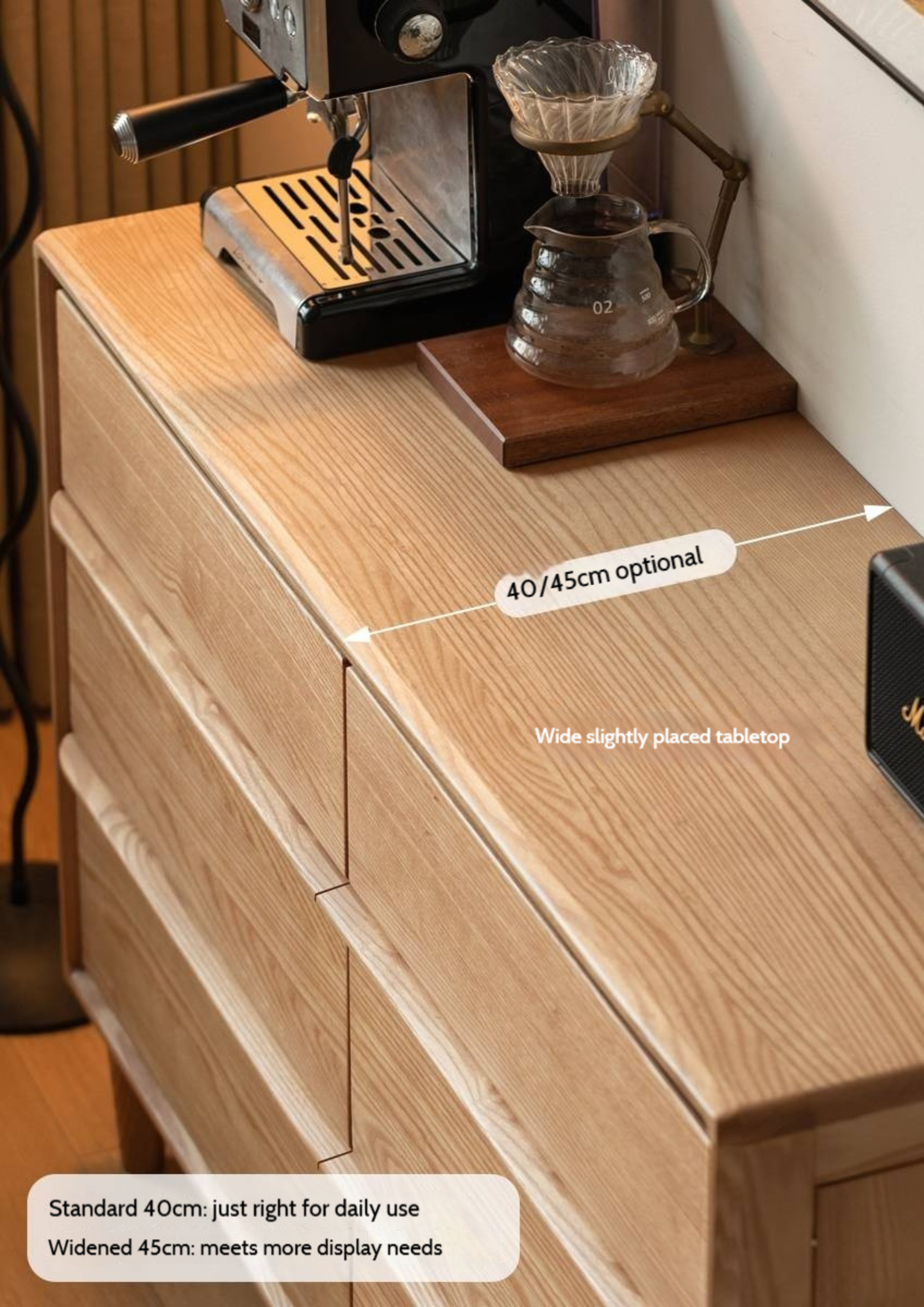 Ash Solid Wood Storage Drawer Cabinet