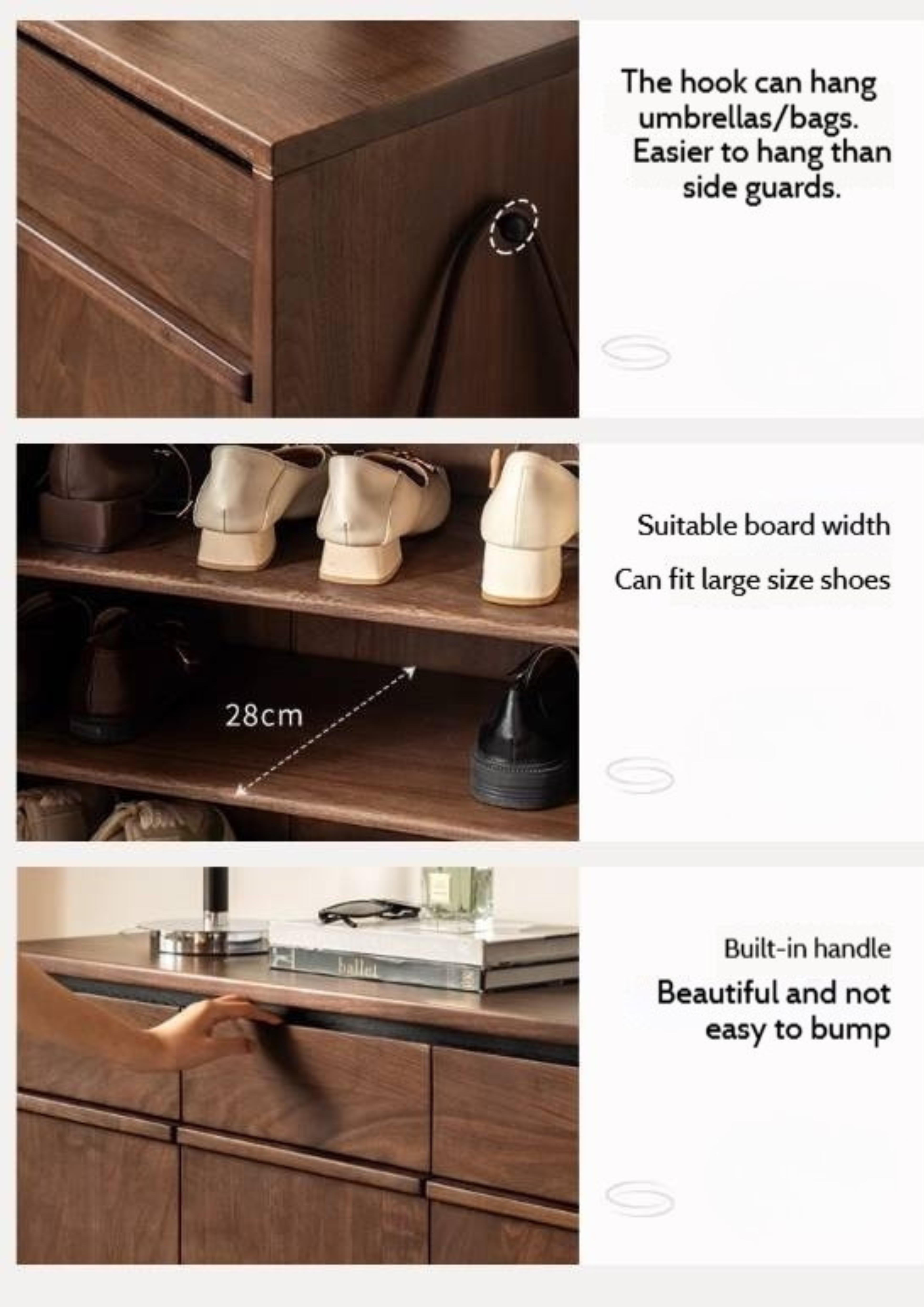 Black Walnut, Oak Solid Wood Italian Light Luxury Shoe Cabinet