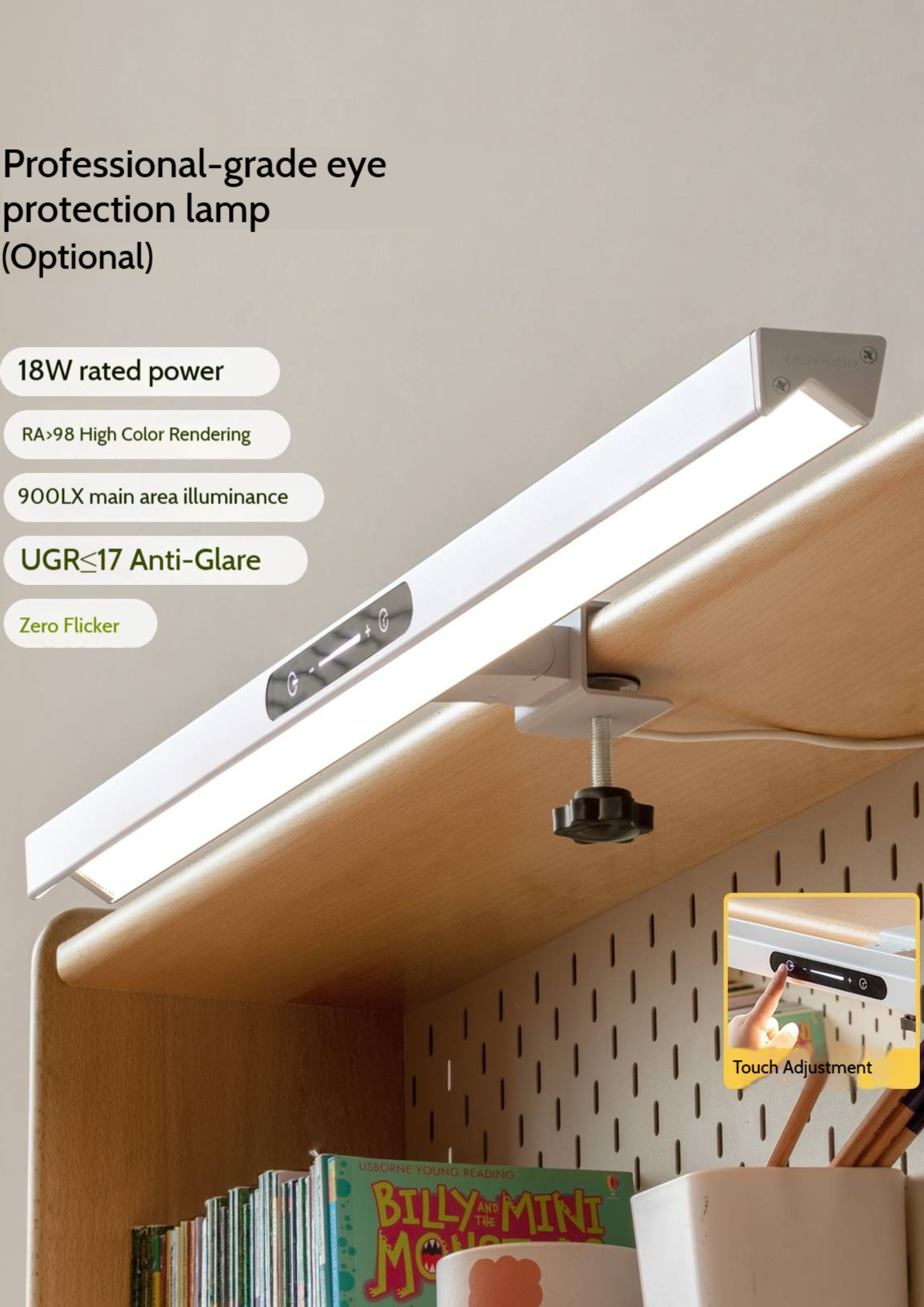 Beech Solid Wood Children's Learning Desk Bookshelf Integrated