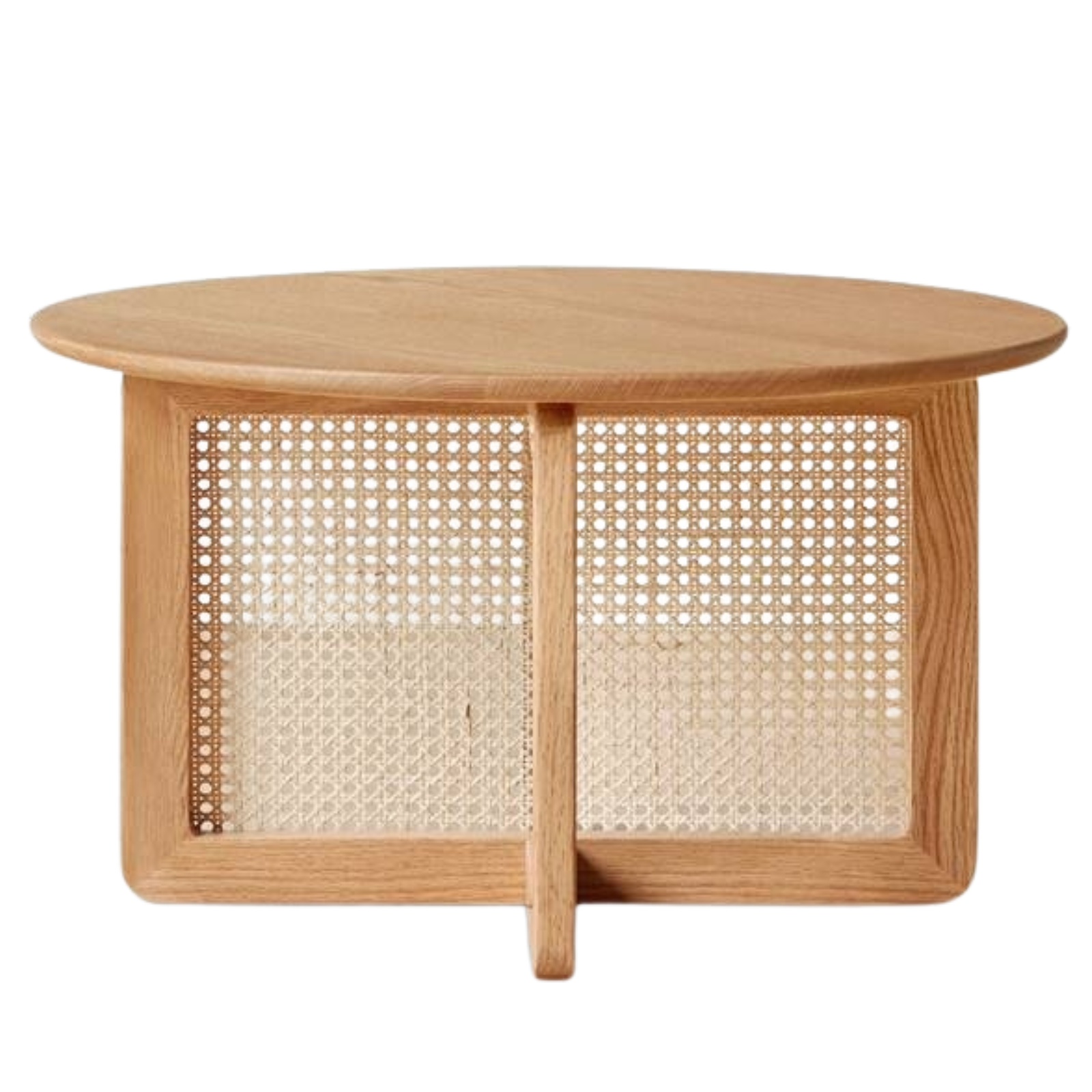 Oak Solid Wood Modern Rattan Coffee Table