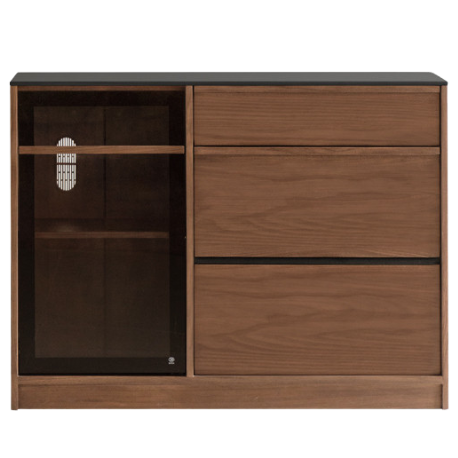 Black Walnut, Ash Solid Wood Light Luxury Style Rock Board Sideboard