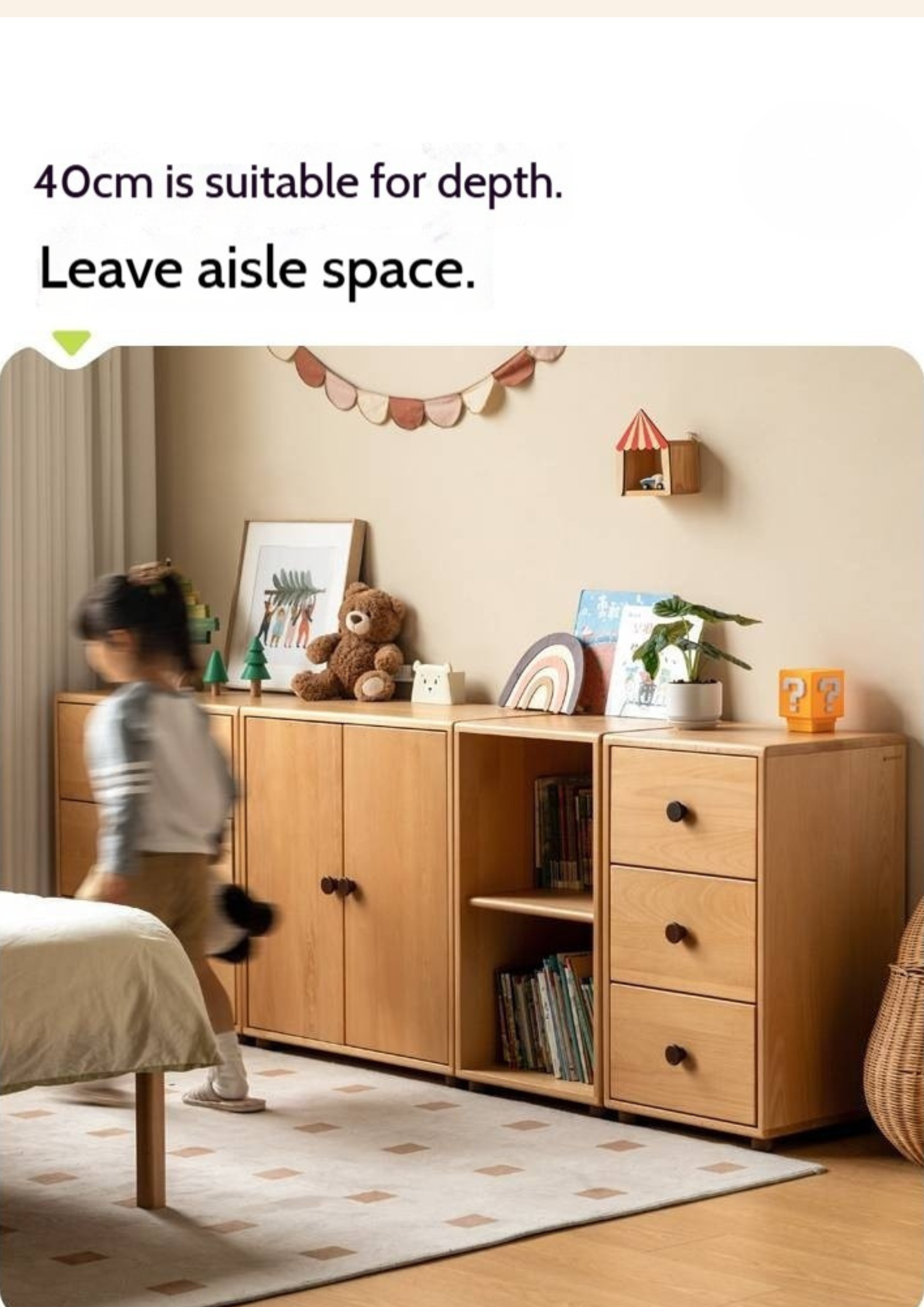 Solid Rubber Wood, Beech Solid Wood Nordic Style Children's Chest of Drawers