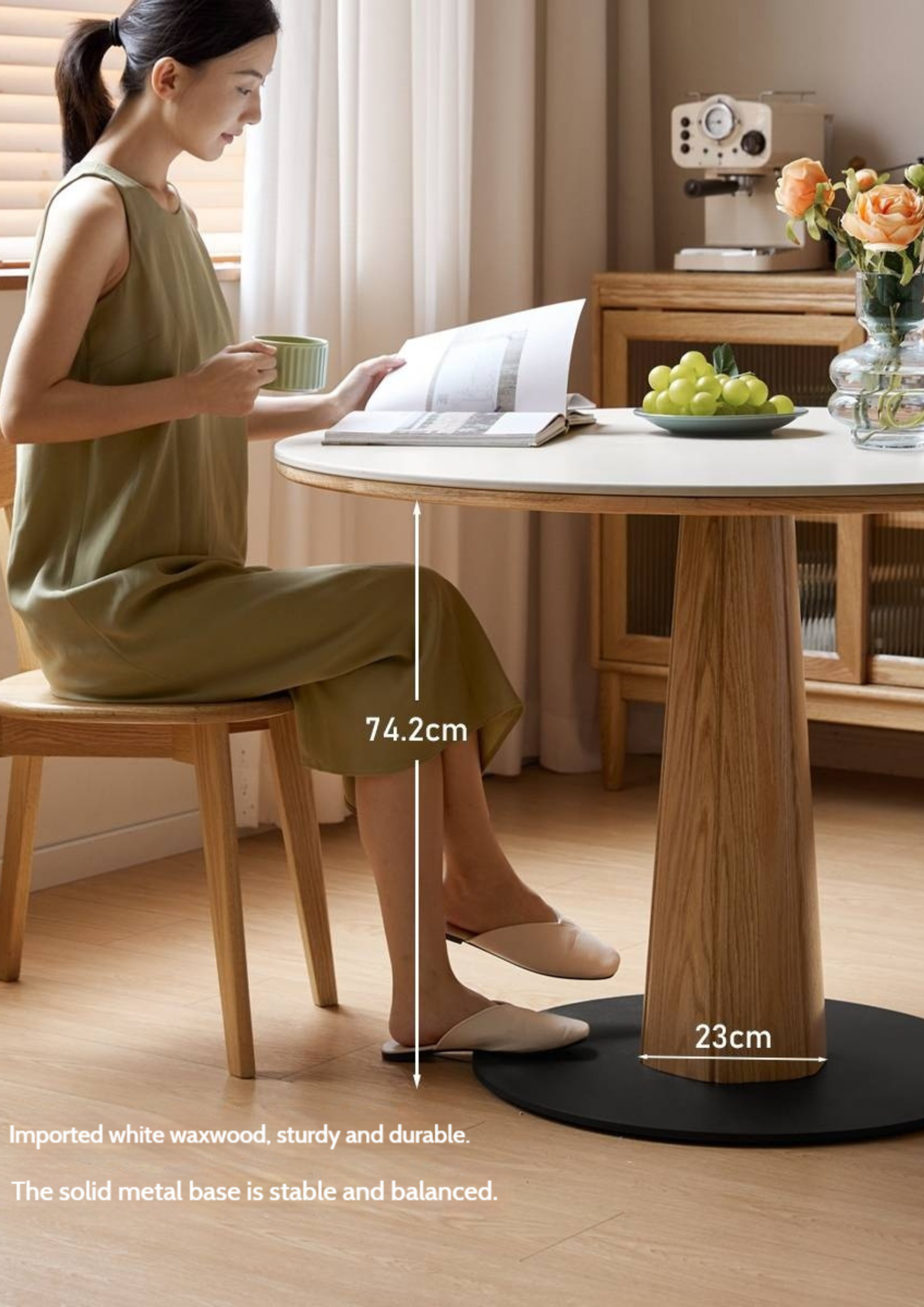 Oak Solid Wood Slab Round Dining Table