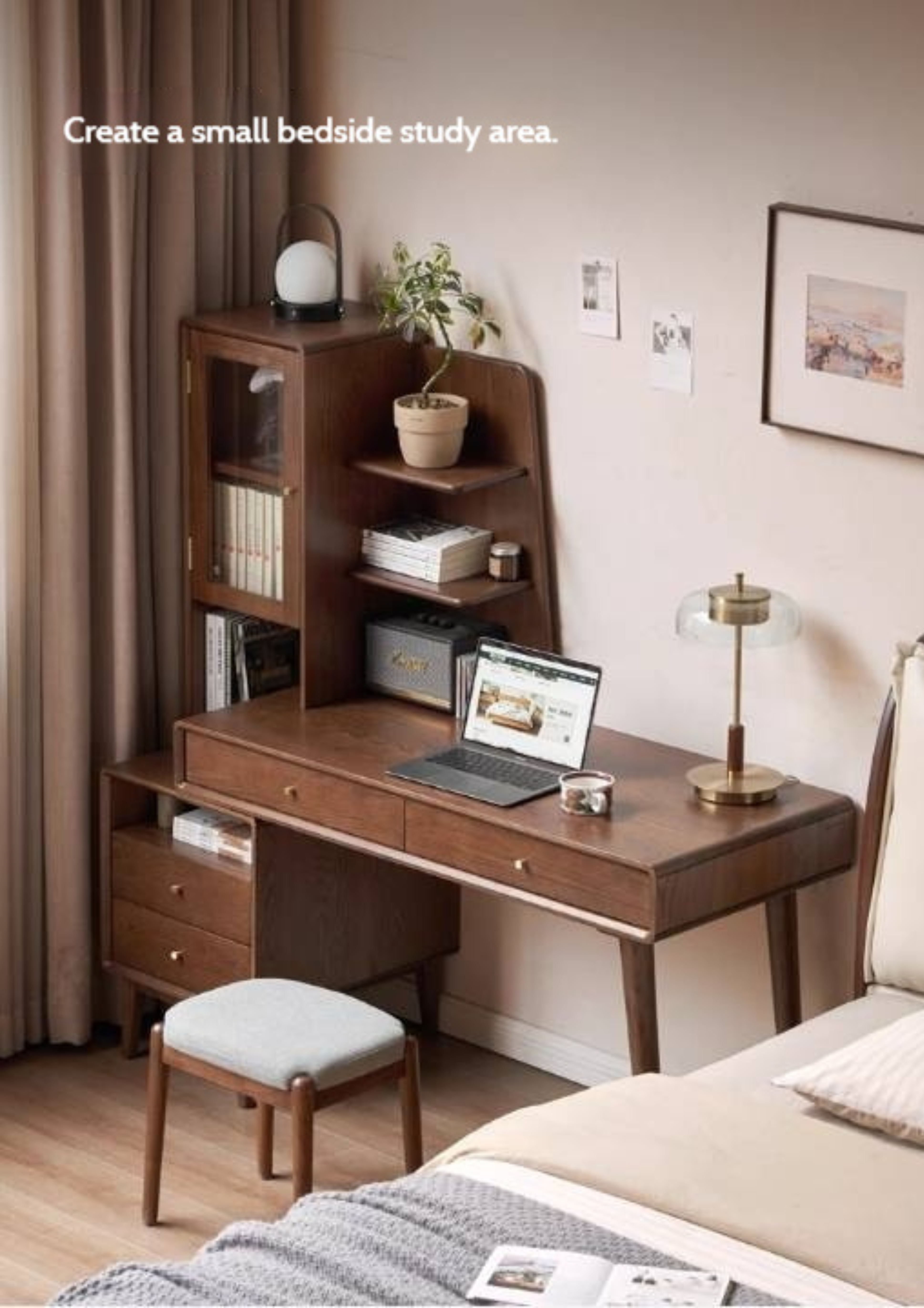 Oak Solid Wood Extendable Computer Desk.