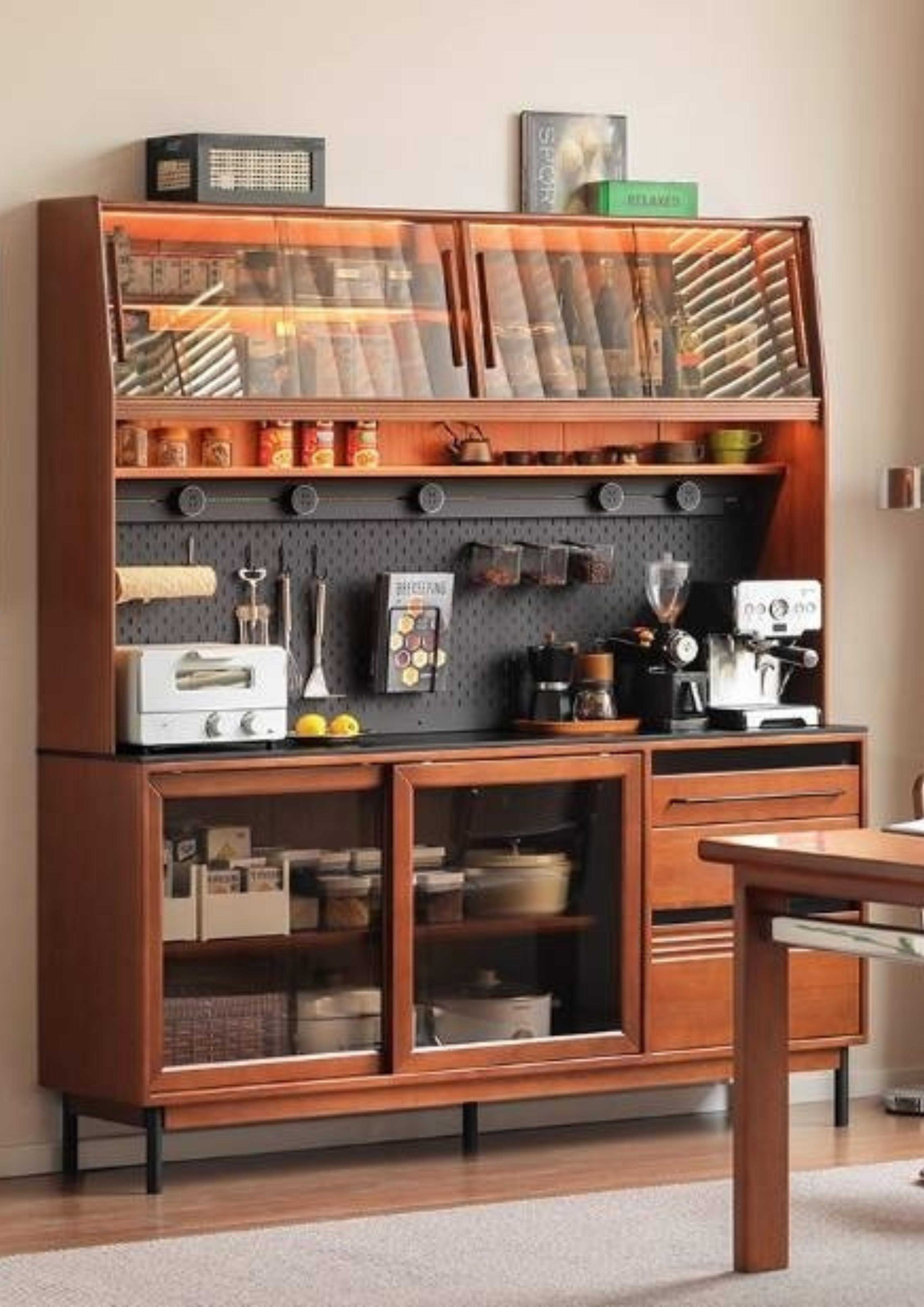 Poplar Solid Wood Antique Style Dining Cabinet