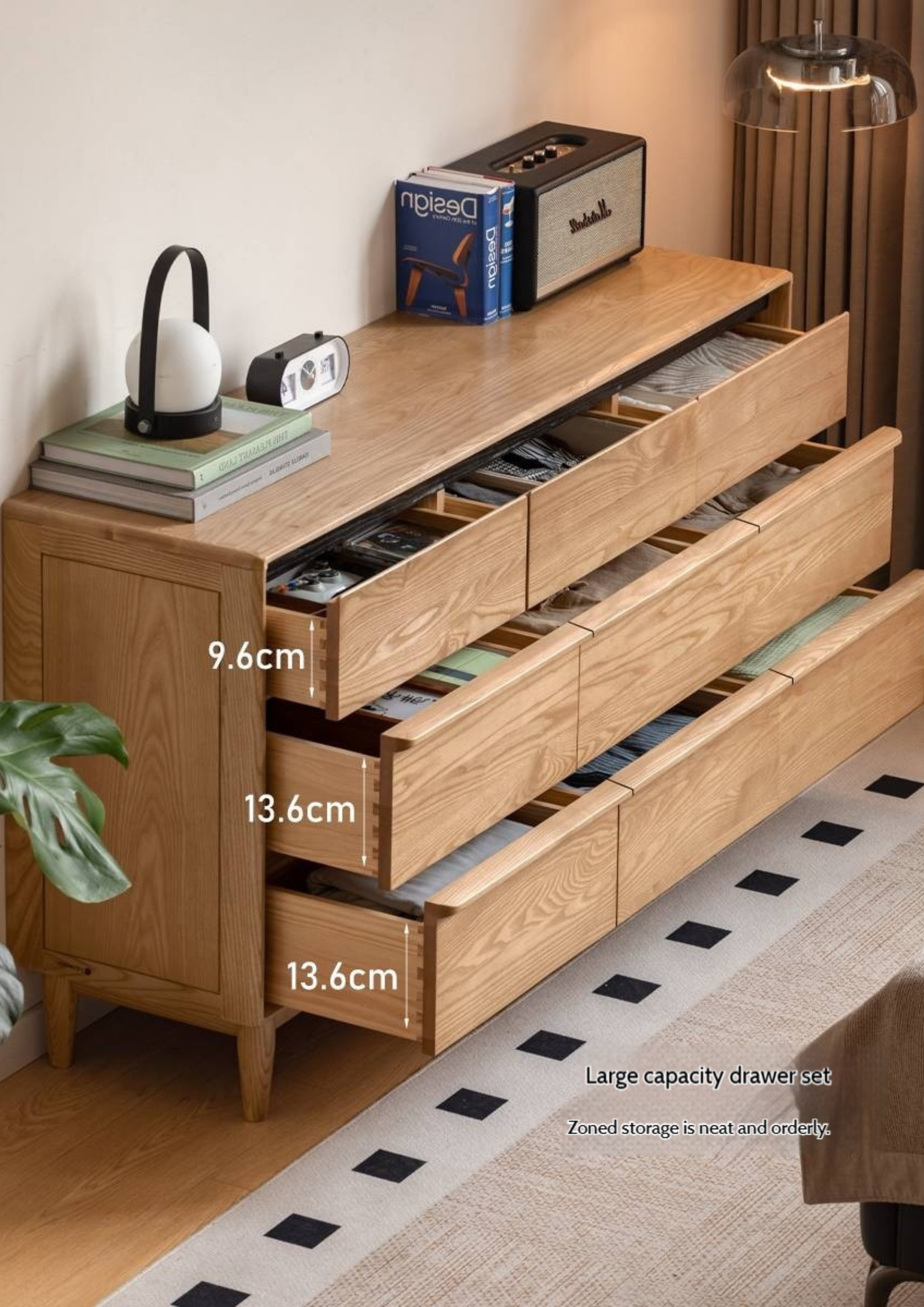 Ash Solid Wood Storage Drawer Cabinet