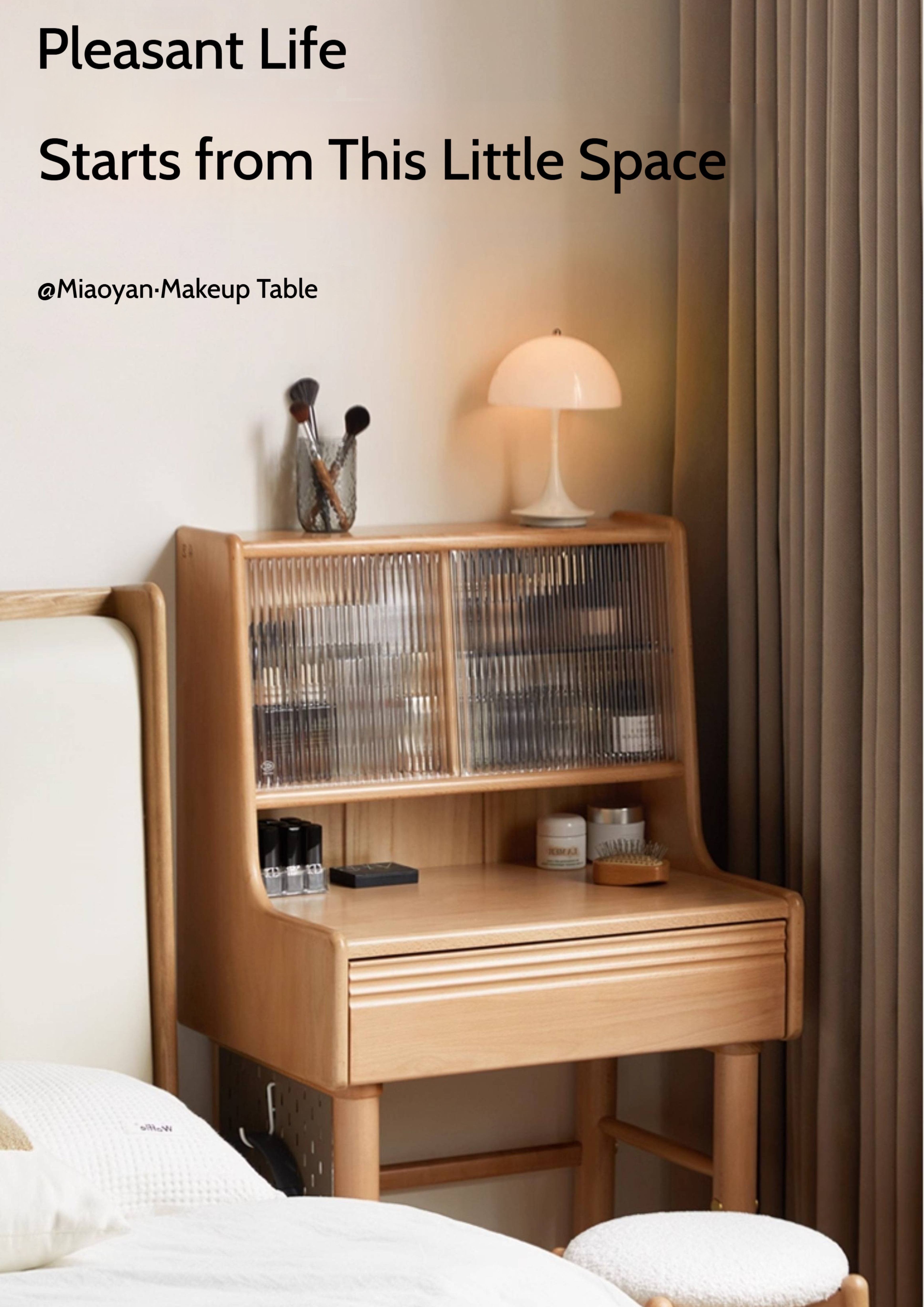 Beech Solid Wood Multifunctional Vanity Table Makeup