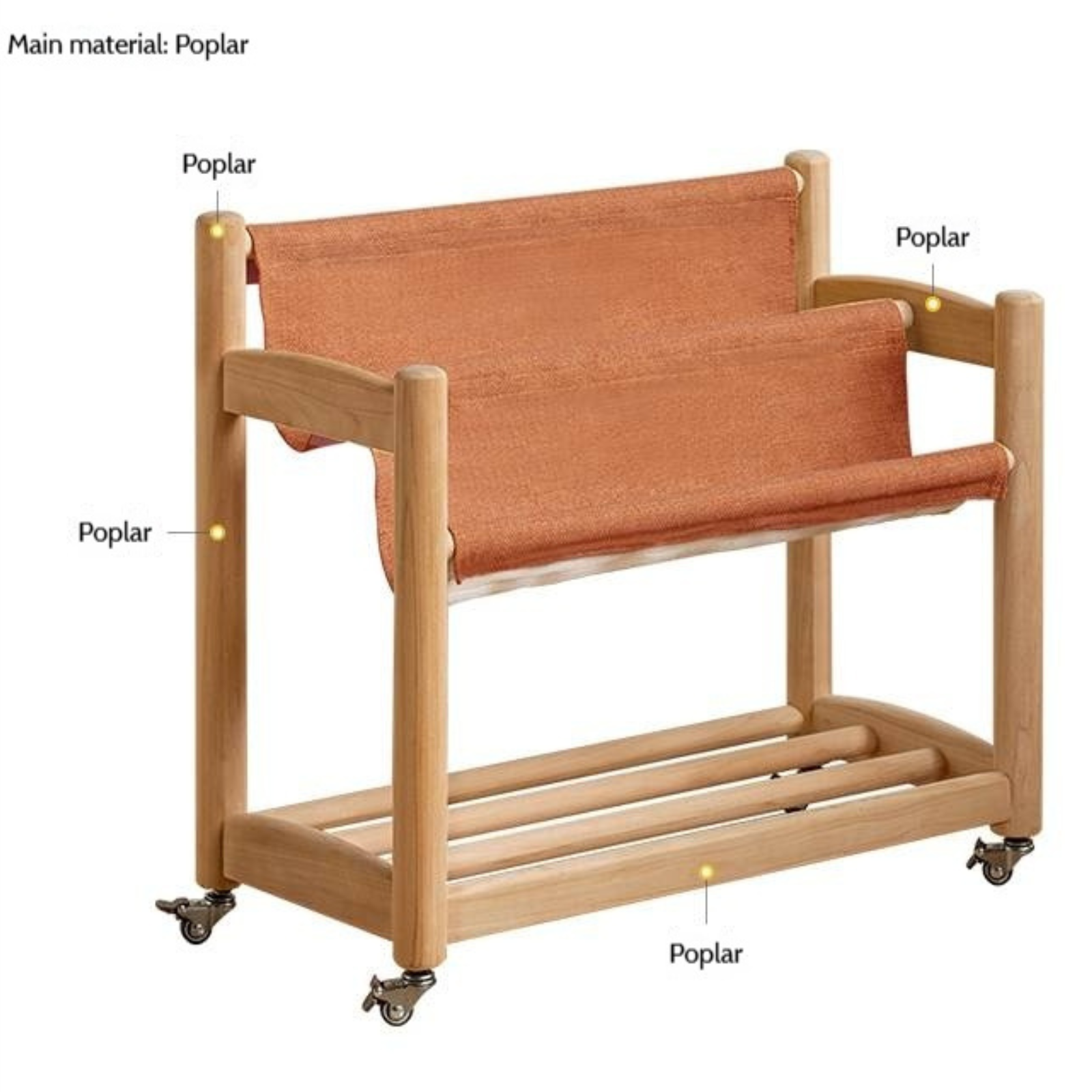 Poplar Solid Wood Movable Children's Bookshelf