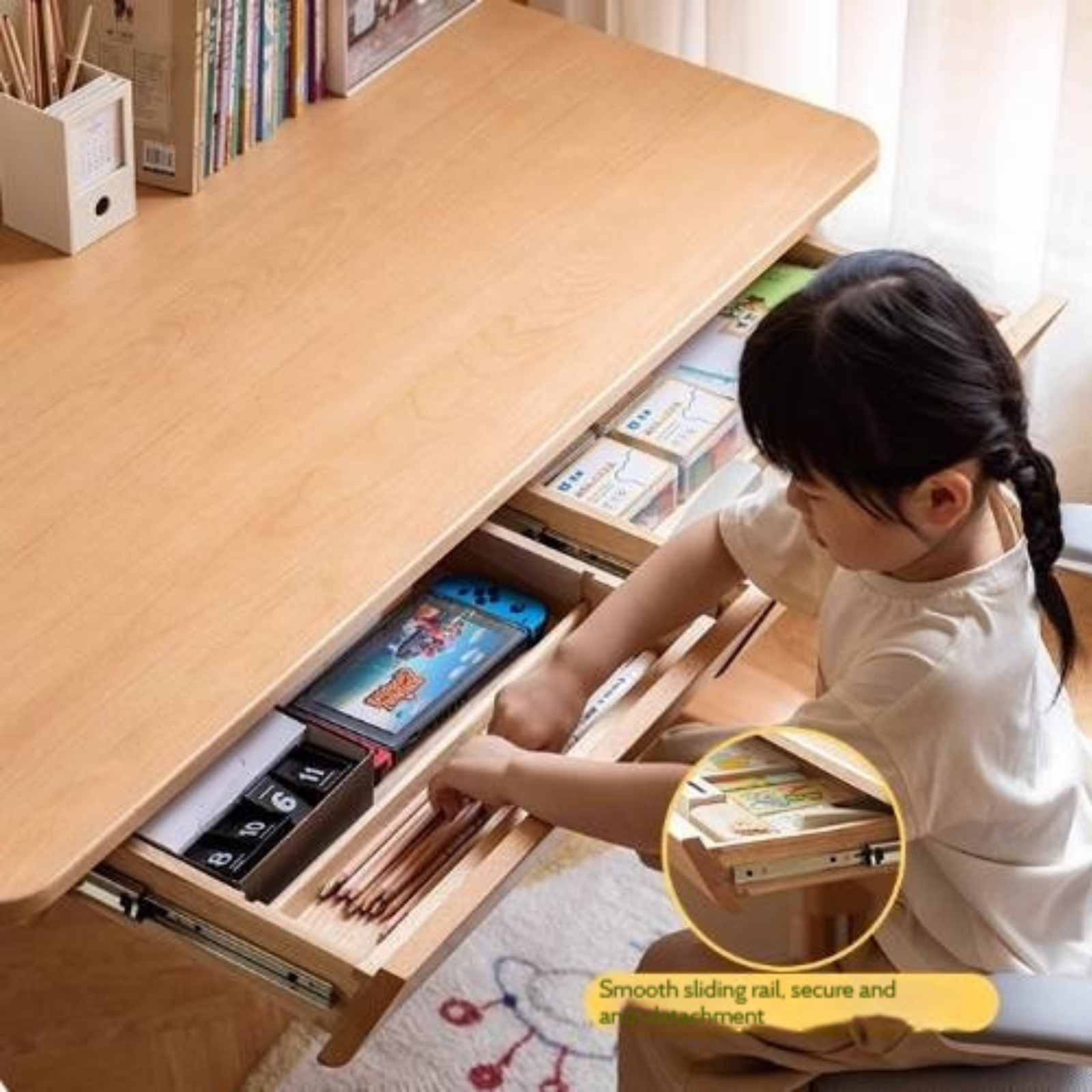 Beech Solid Wood Children's Hand-cranked Height Desk