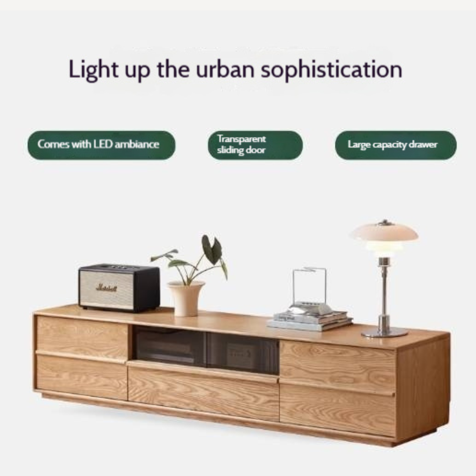 Ash Solid Wood Wabi-Sabi Style TV Cabinet