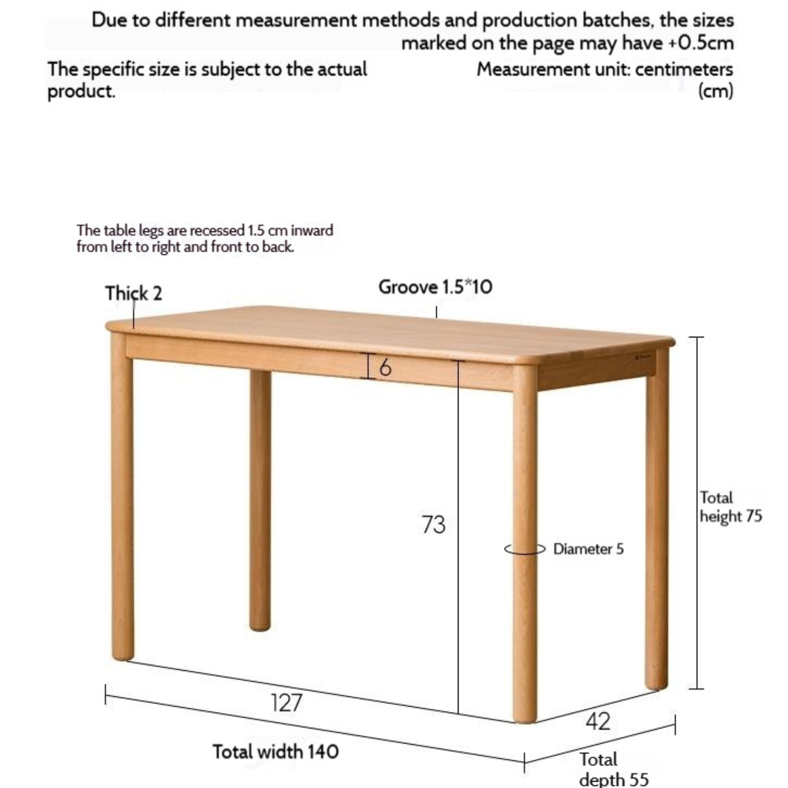 Beech Solid Wood Kids Study Table
