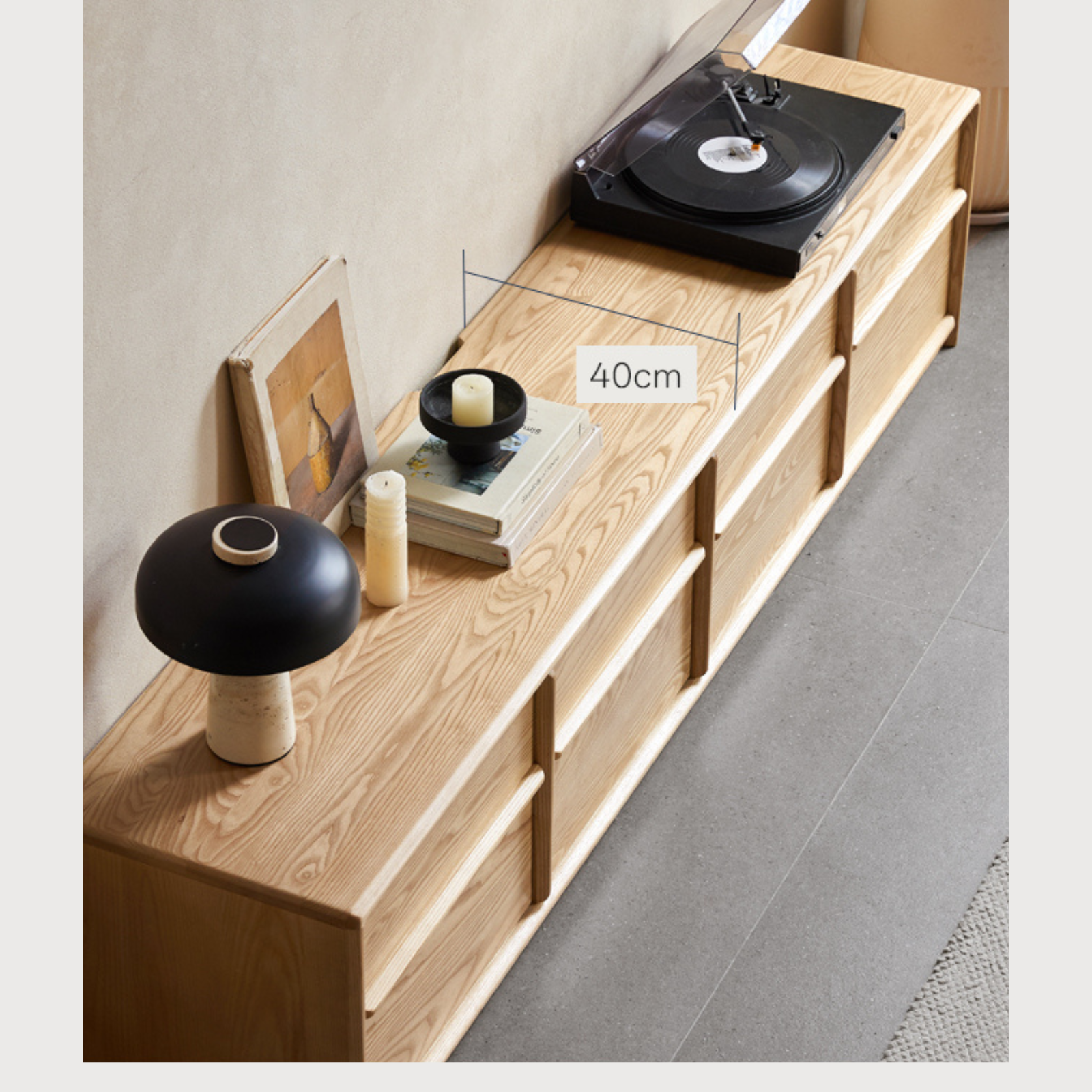 Ash Solid Wood Wabi-Sabi Style TV Cabinet