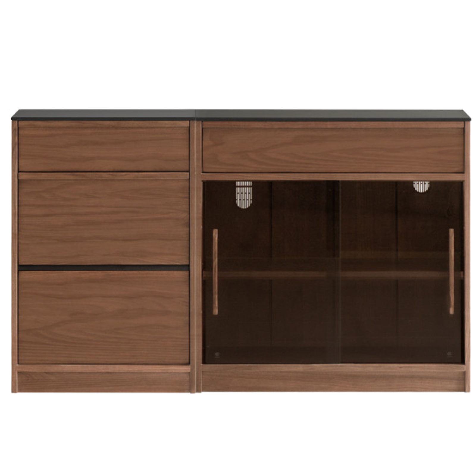 Black Walnut, Ash Solid Wood Light Luxury Style Rock Board Sideboard