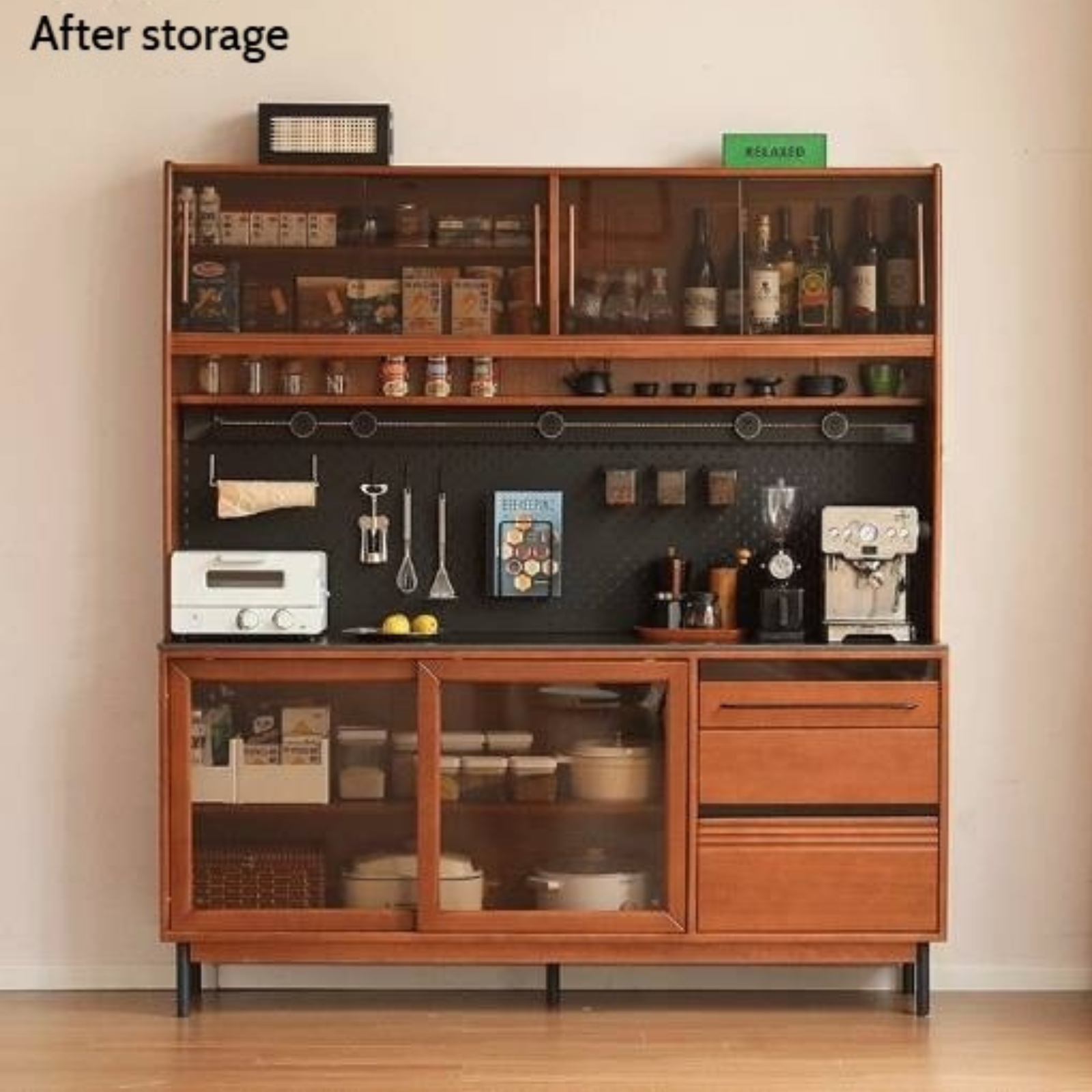 Poplar Solid Wood Antique Style Dining Cabinet