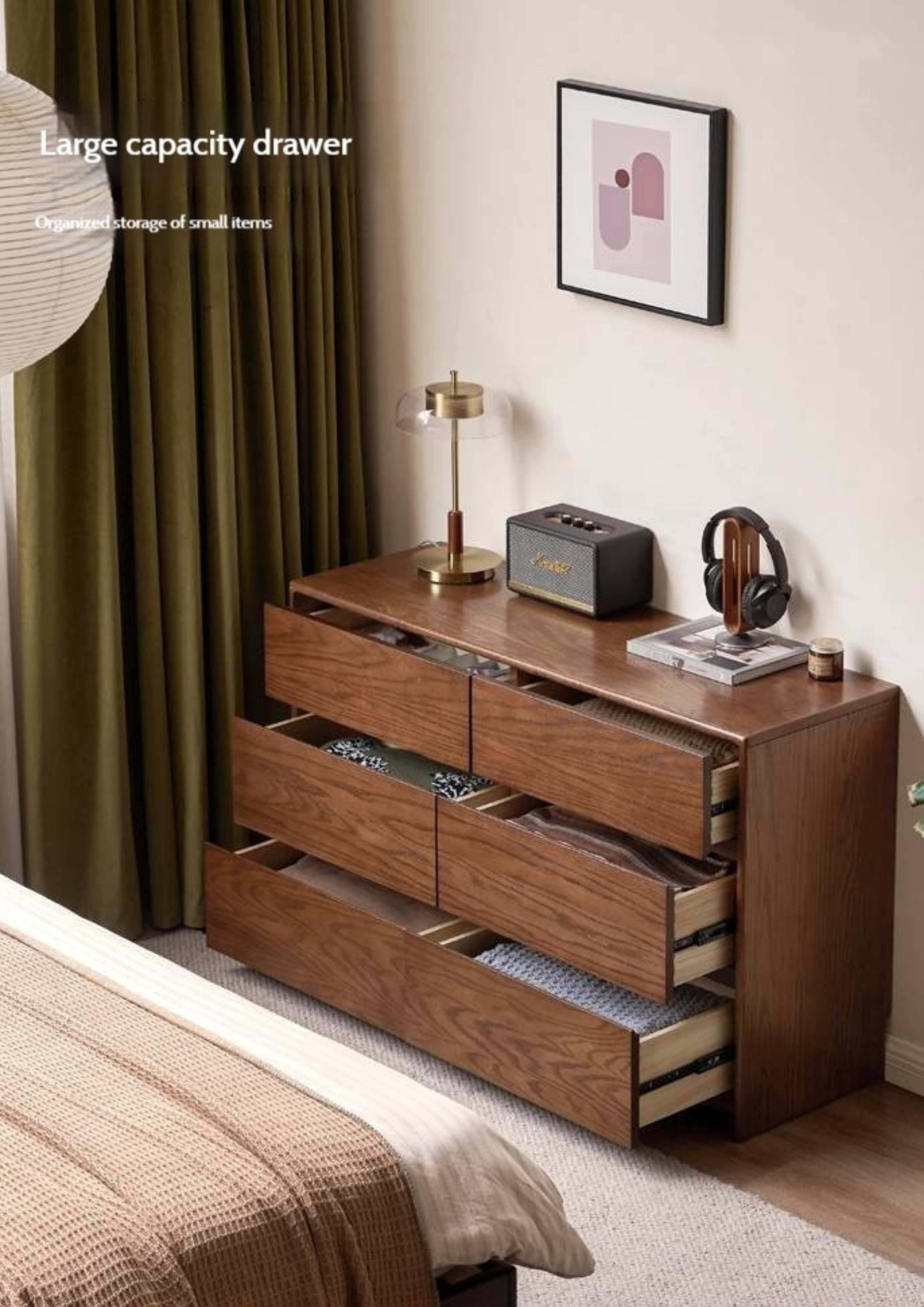 Oak Solid Wood Modern Drawer Cabinet