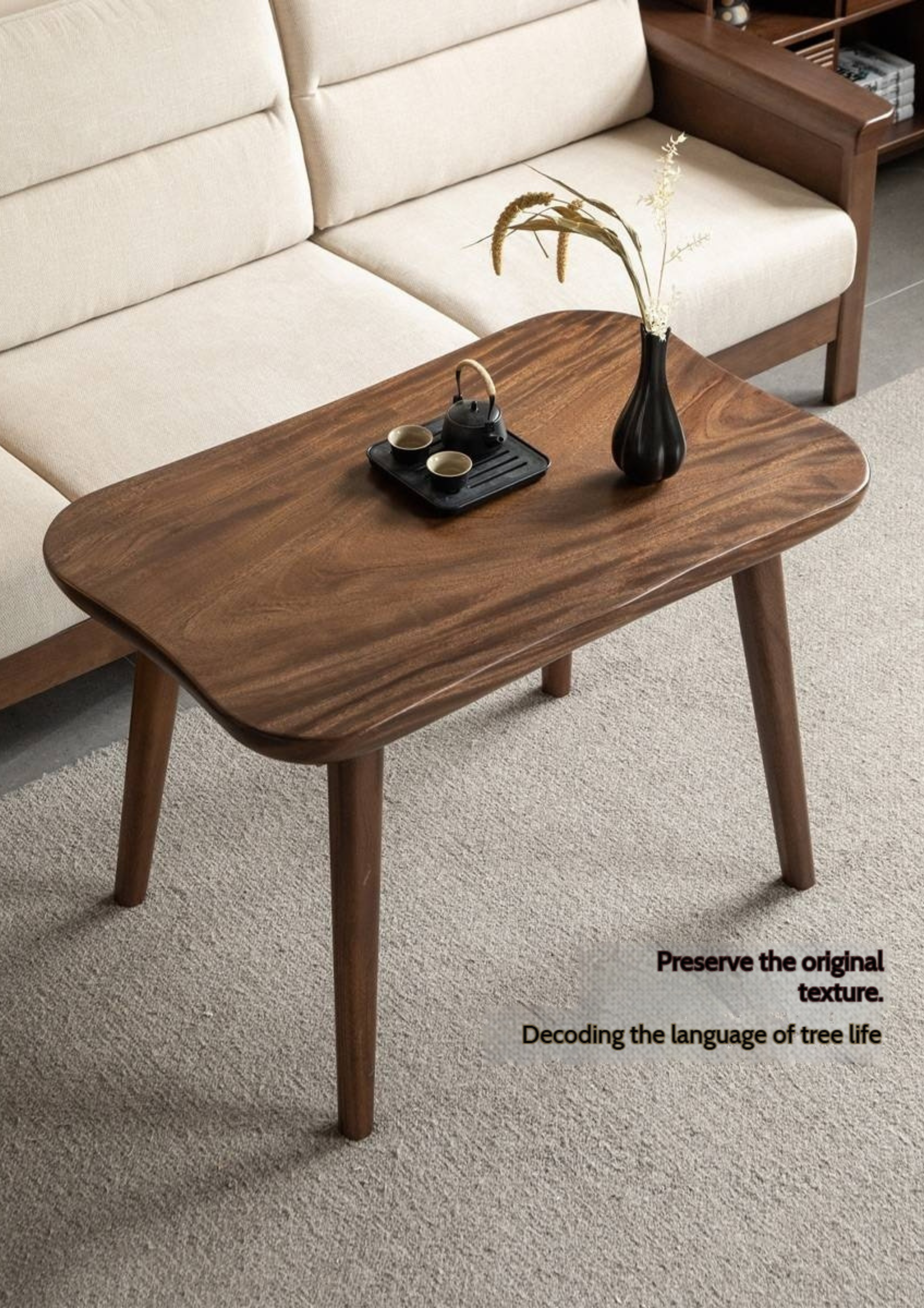 Black Walnut Solid Wood Natural Edge Tea Table