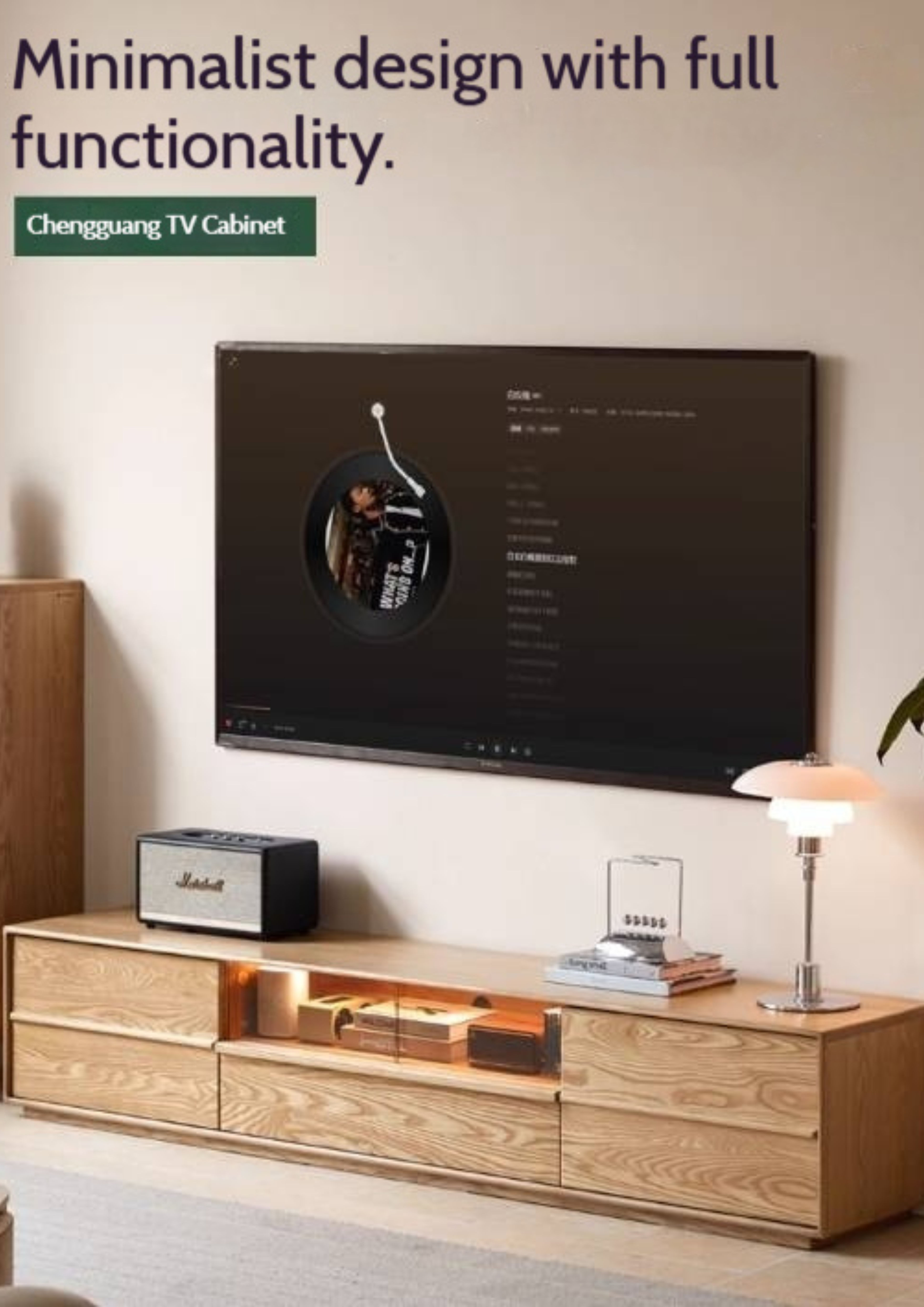 Ash Solid Wood Wabi-Sabi Style TV Cabinet