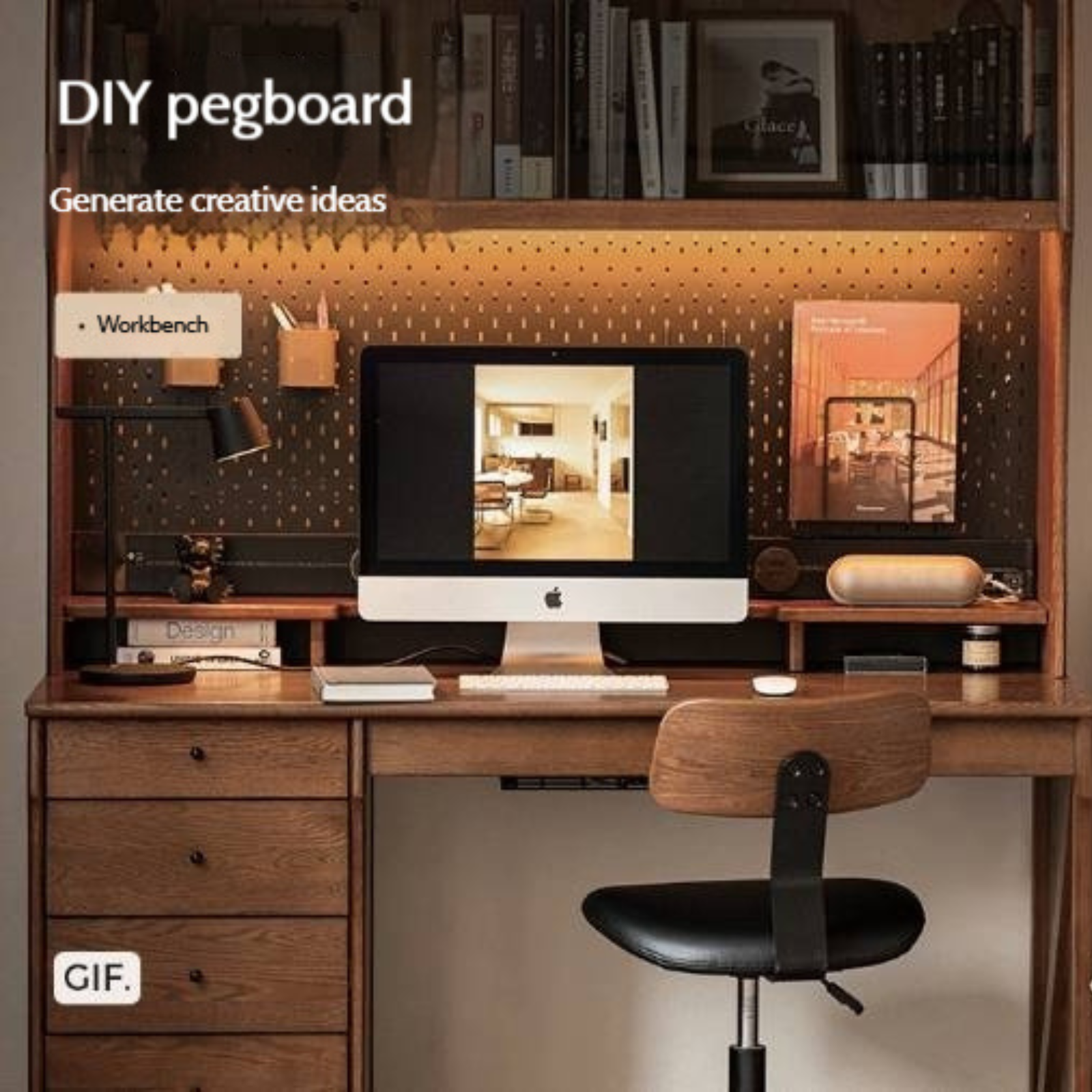 Oak Solid Wood Computer Desk With Shelf