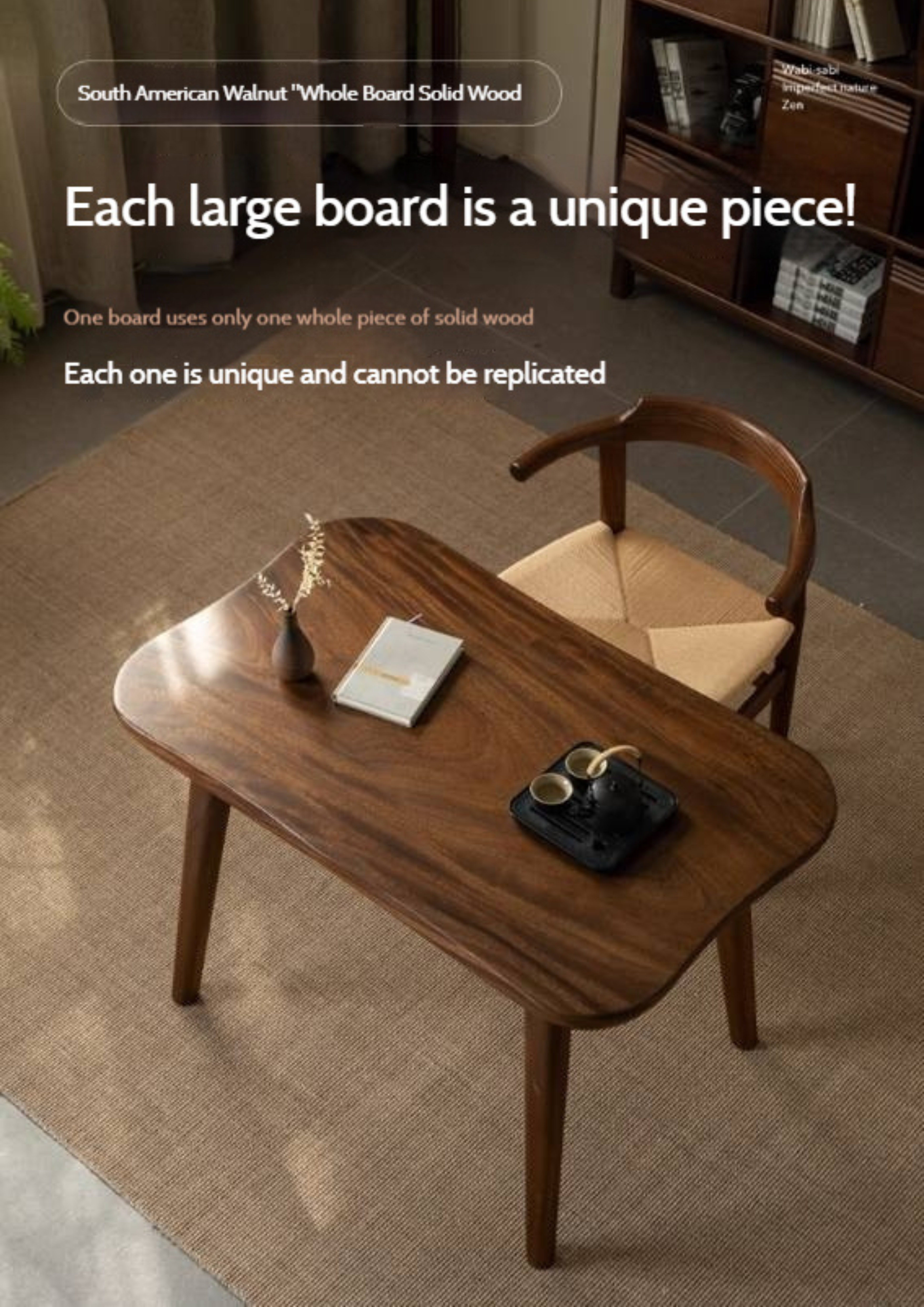 Black Walnut Solid Wood Natural Edge Tea Table